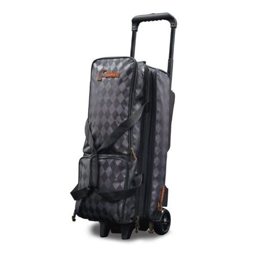 Premium Deluxe Checkered Diamond 3 Ball Triple Roller Bowling Bag - Heavy Duty Bowling Equipment for Men & Women - Perfect for League Play, Tournaments & Practice Sessions