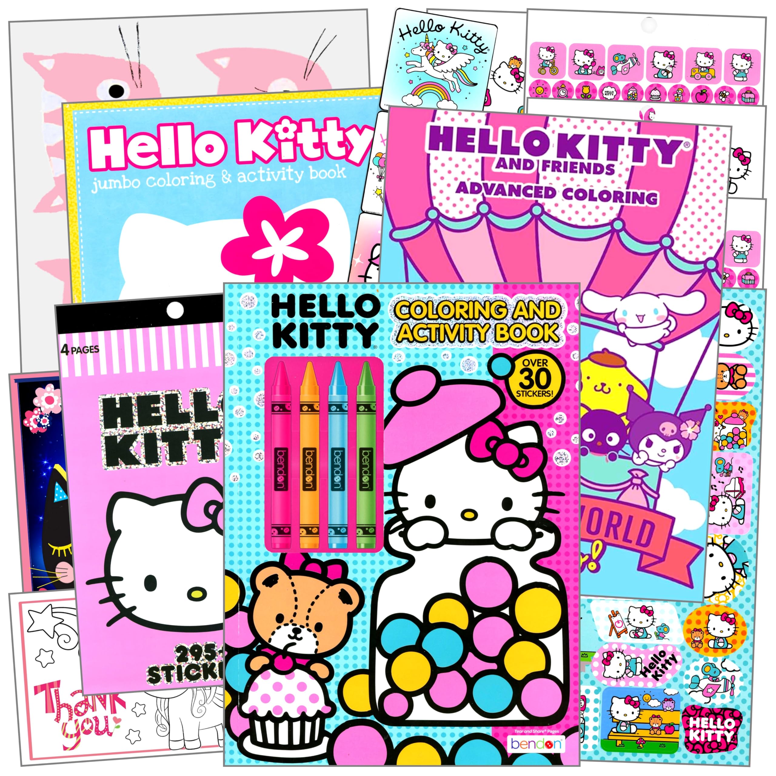 Hello Kitty Coloring Books for Kids with Stickers - 3-Pack Bundle with Gift Bag | Fun & Creative Activity for Girls & Boys | Perfect for Birthday Gifts, Party Favors & Travel Entertainment