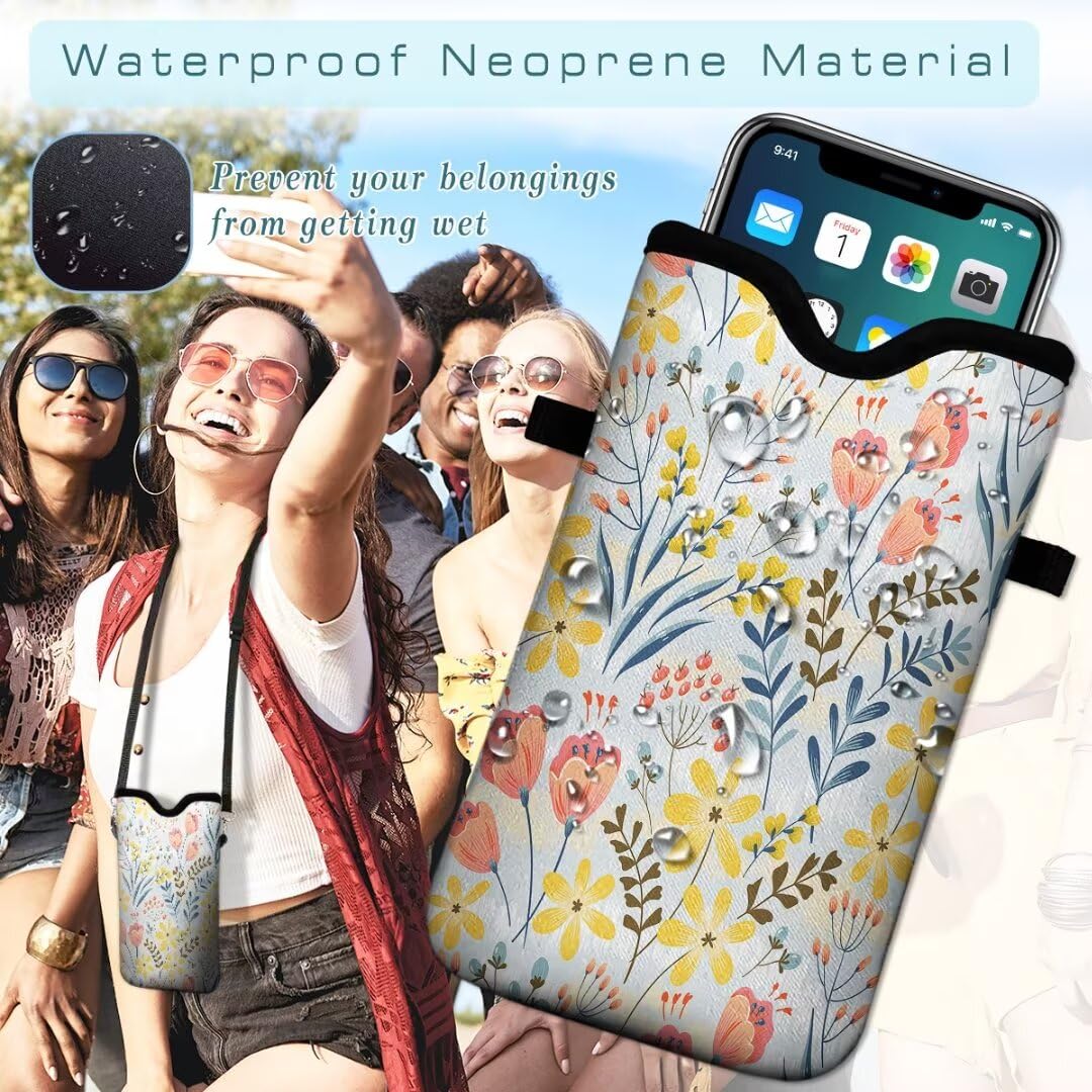Neoprene Crossbody Phone Pouch with Lanyard - Compatible with iPhone 16/15/14/13/12 & Samsung S24/S23+/A35 - Soft Protective Phone Sleeve for Everyday Use, Travel & Outdoor Activities - Grass Green