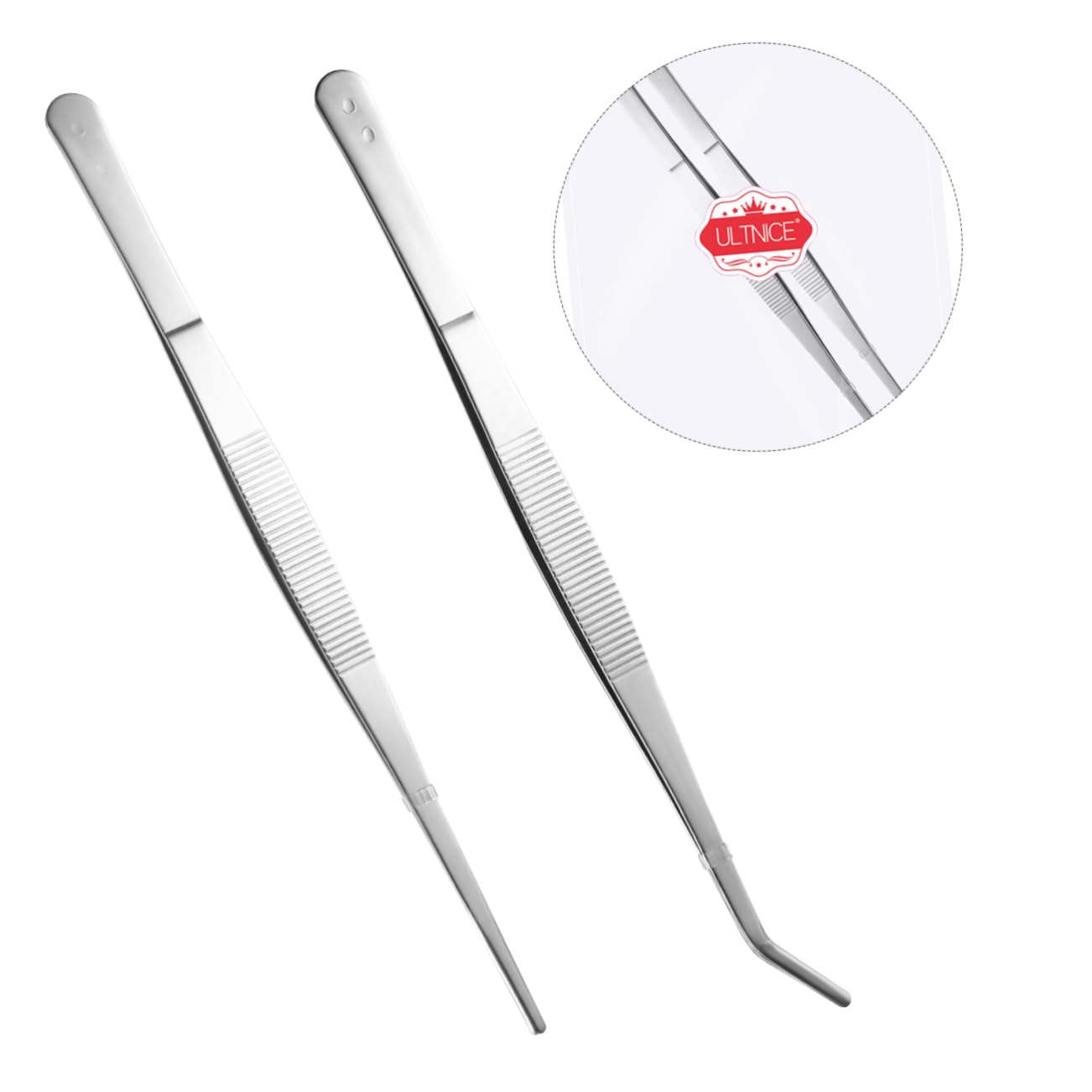 Artibetter 2-Pack Angled Feeding Tongs for Fish Tank, Reptile Care & Eyelash Extensions - Stainless Steel Tweezers for Precise Feeding, Grooming & Beauty Application - Perfect for Aquariums, Pet Reptiles & Professional Lash Technicians