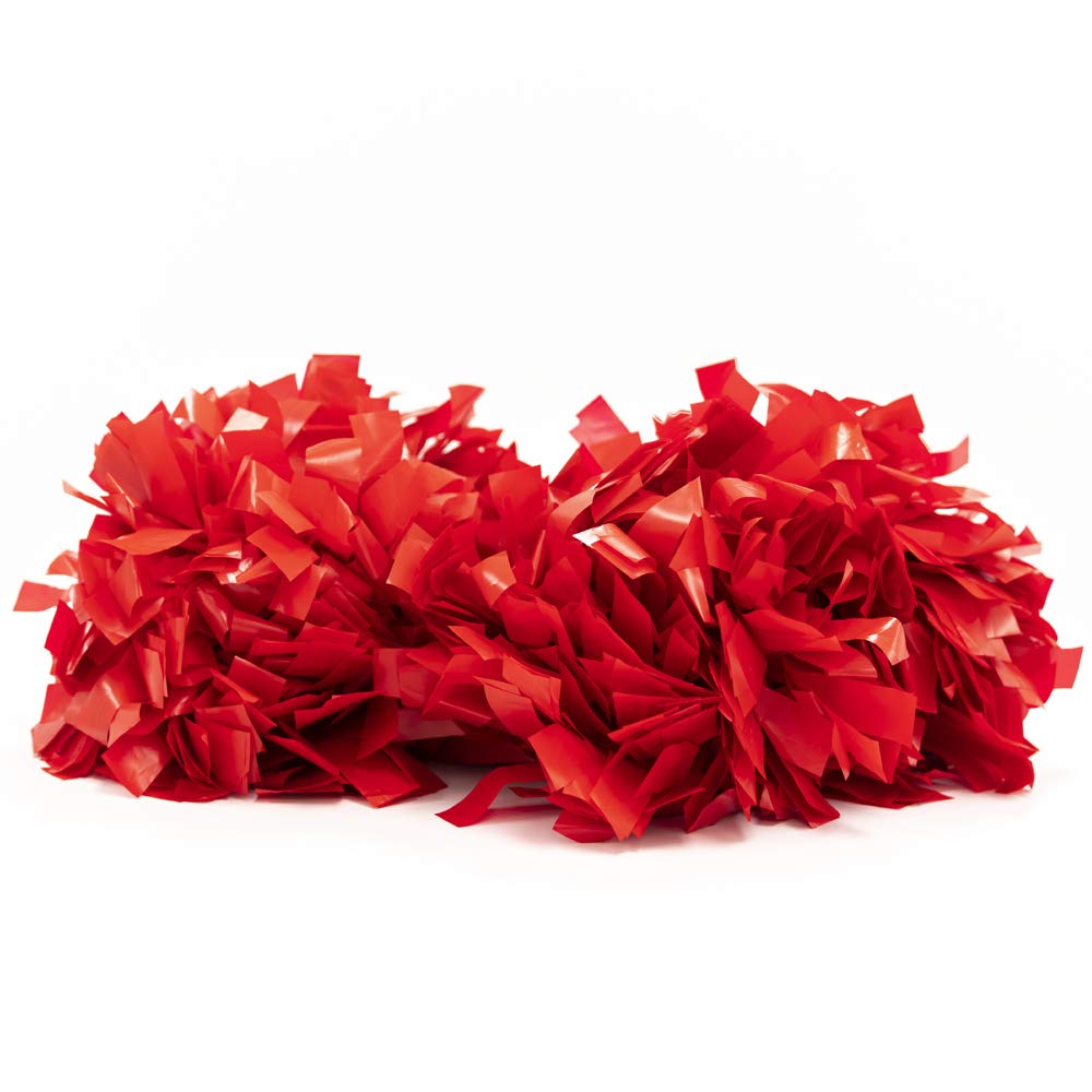 4 Inch Solid Vinyl Pom Poms for Dance & Cheerleading - Red - Perfect for Cheer Routines, Dance Performances, and Team Spirit Events