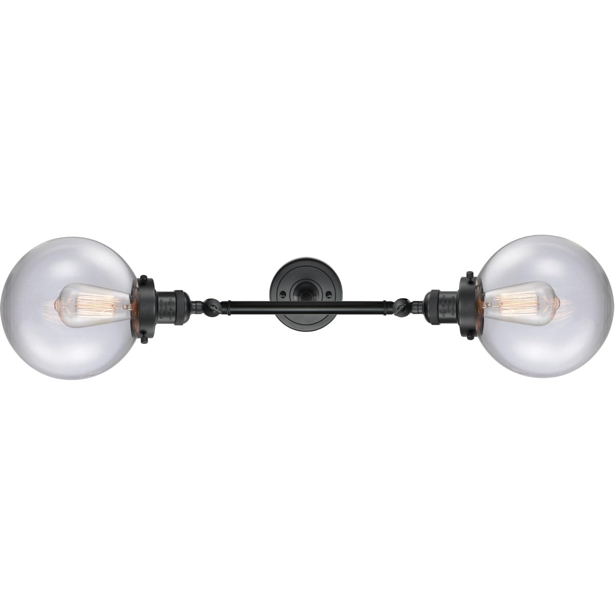 Innovations 208-BK-G202-8-LED 2 Light Vintage Dimmable LED Bathroom Vanity Light Fixture, Matte Black Finish - Perfect for Bathroom, Powder Room, and Dressing Room Lighting