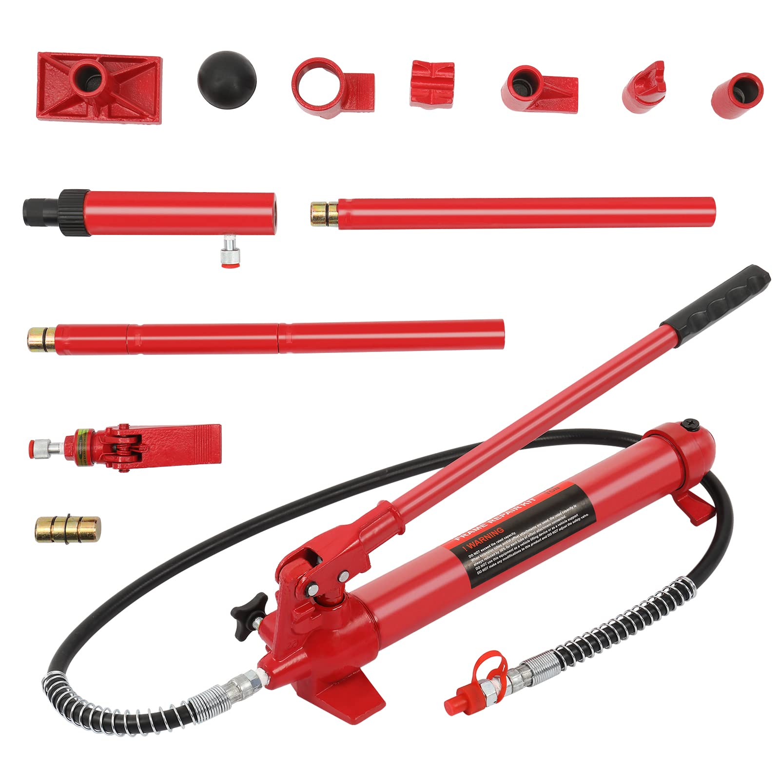 10 Ton Porta Power Hydraulic Kit with Case - Heavy Duty Automotive Frame Repair Tool for Car, Truck & Farm Equipment - Perfect for Autobody Shops, Construction Sites & DIY Vehicle Maintenance