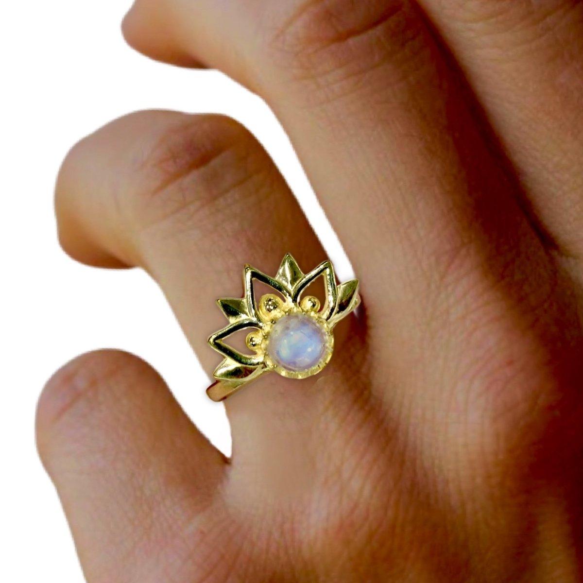 Boho Inflorescence Gold Moonstone Ring for Women - Elegant Handmade Jewelry for Everyday Wear & Special Occasions