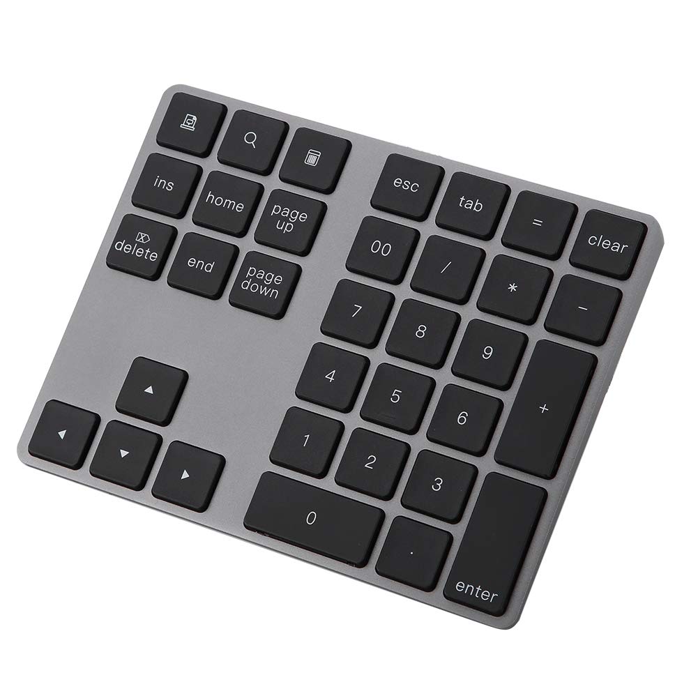 ASHATA Wireless Numeric Keypad - 34 Keys Mini Bluetooth Number Pad with Aluminum Alloy & ABS - Portable Ergonomic Numpad for Apple Mac, Windows PC - Perfect for Office Work, Data Entry & Accounting