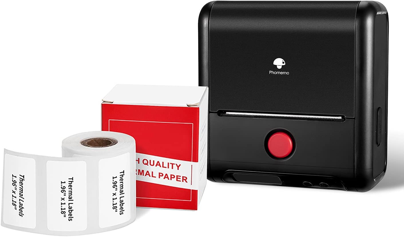 M200 Mini Thermal Label Printer - Wireless Bluetooth Label Maker for 3 Inch (80mm) Labels, Compatible with iOS & Android - Includes 50x30mm Thermal Labels (230PCS/Roll) - Perfect for Shipping, Inventory & Small Business Labeling