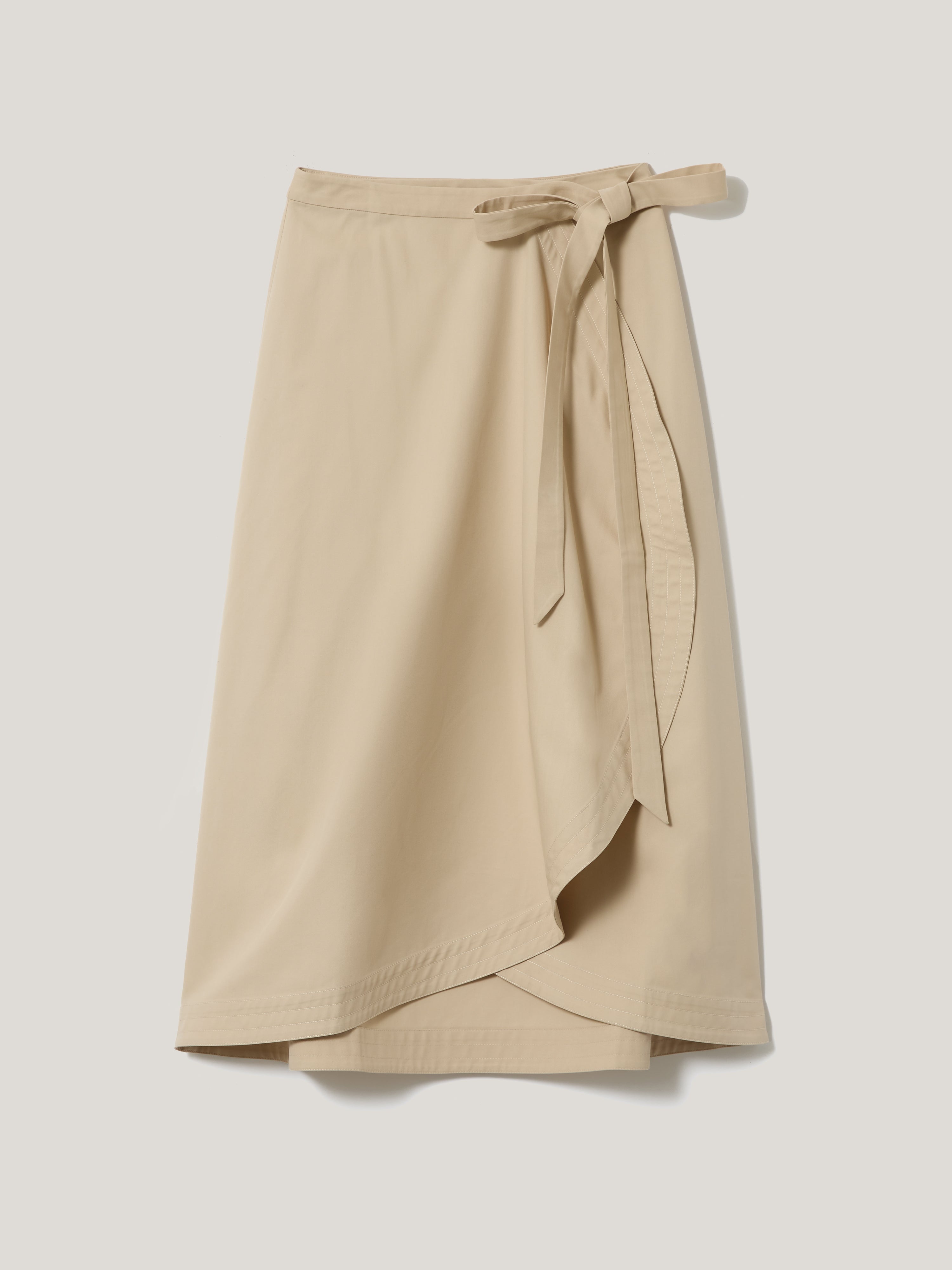 Stylish Cotton Blend Wrap Front Skirt in Neutral Tones - Perfect for Casual Outings, Office Wear & Summer Dresses