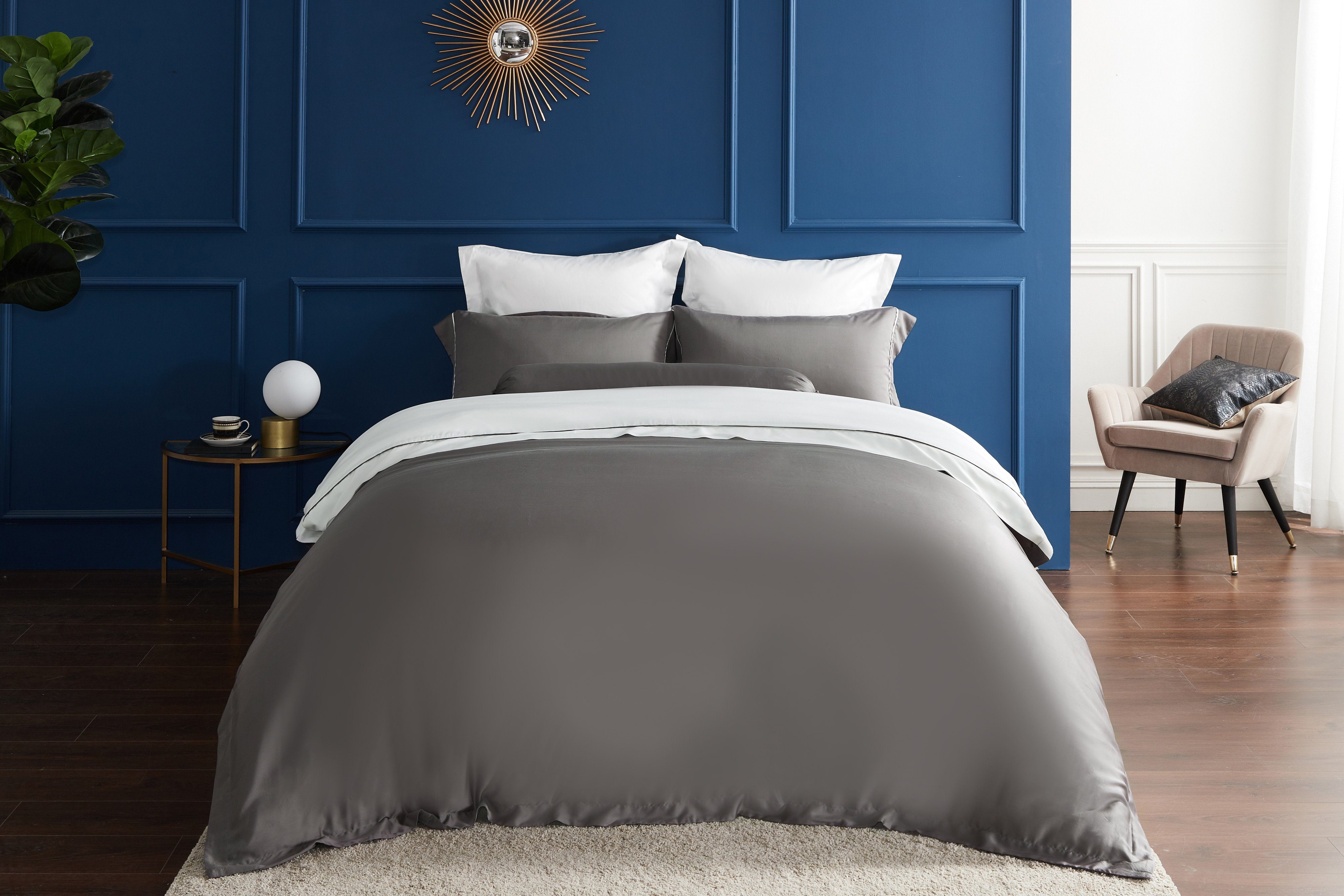 Premium TENCEL™ LF Steel Gray Quilt Cover Set - Luxury Bedding for Master Suite & Guest Room - Soft Breathable Quilt Cover for All Seasons