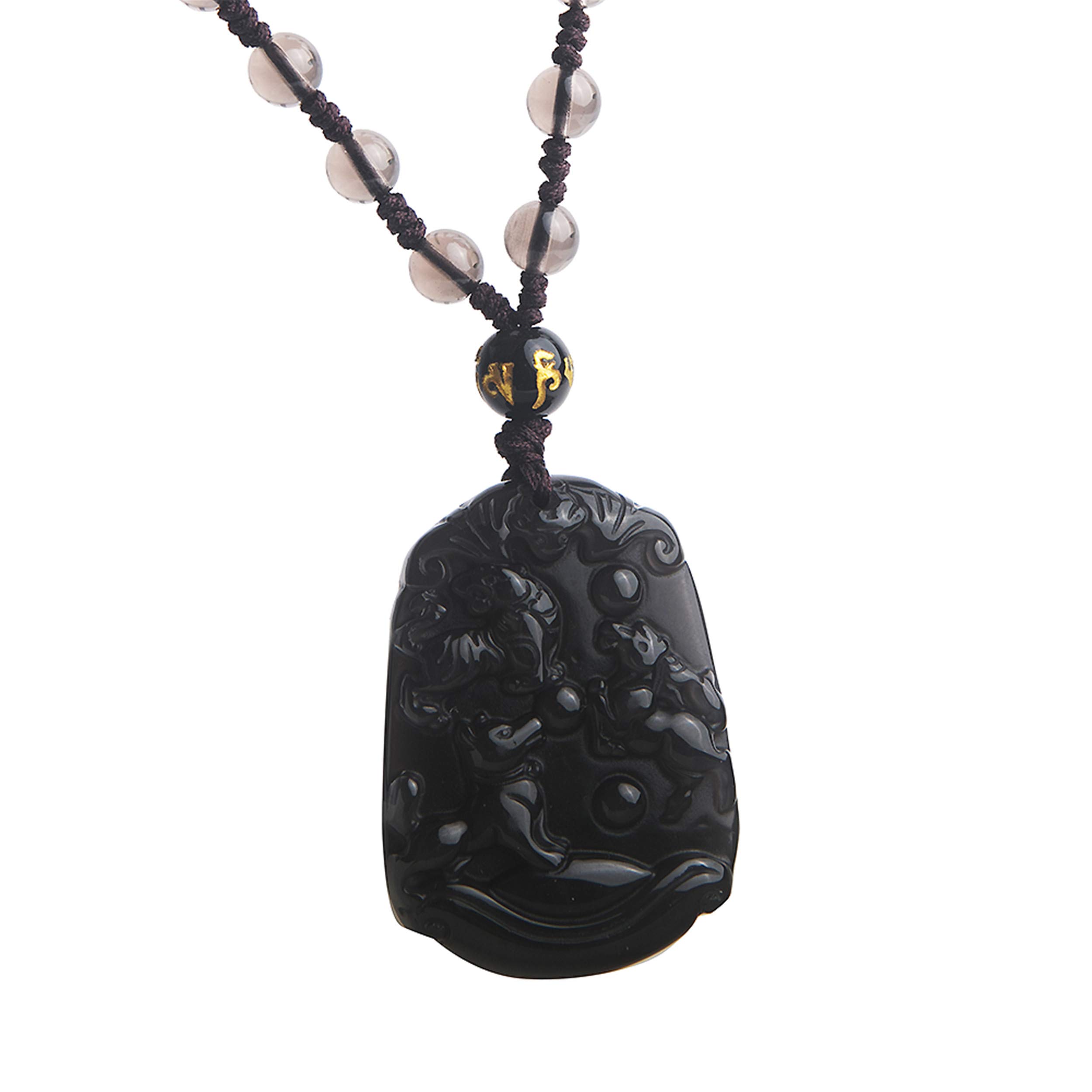 Natural Ice Obsidian Animal Crystal Hand Carved Charm Necklace for Women - Elegant Good Luck Jewelry & Fashion Accessory for Gifts, Parties, and Daily Wear