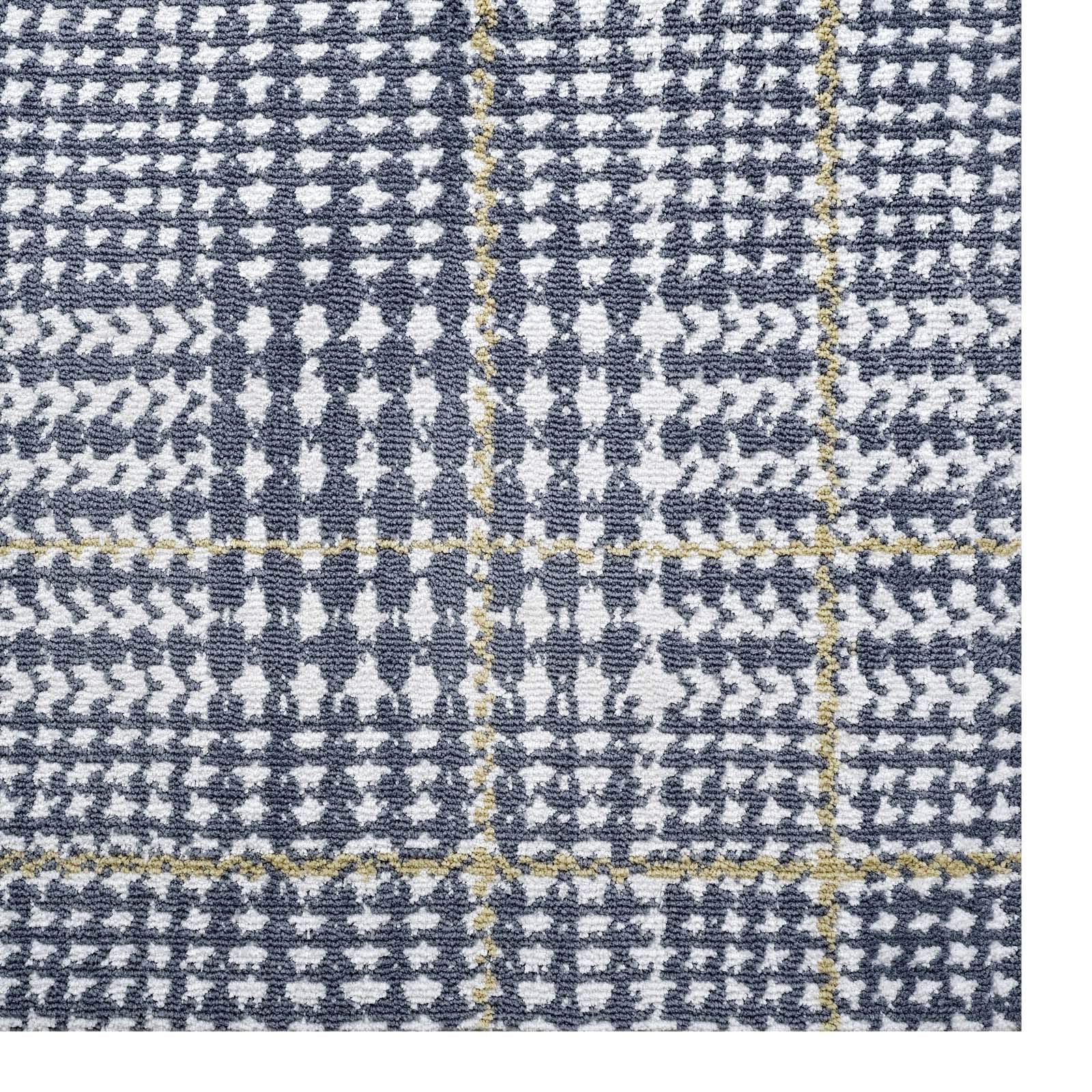 Modern Contemporary Urban Design Blue Area Rug - Non-Slip Living Room Carpet Runner for Lounge & Bedroom - Soft Fabric Floor Mat for Home Decor