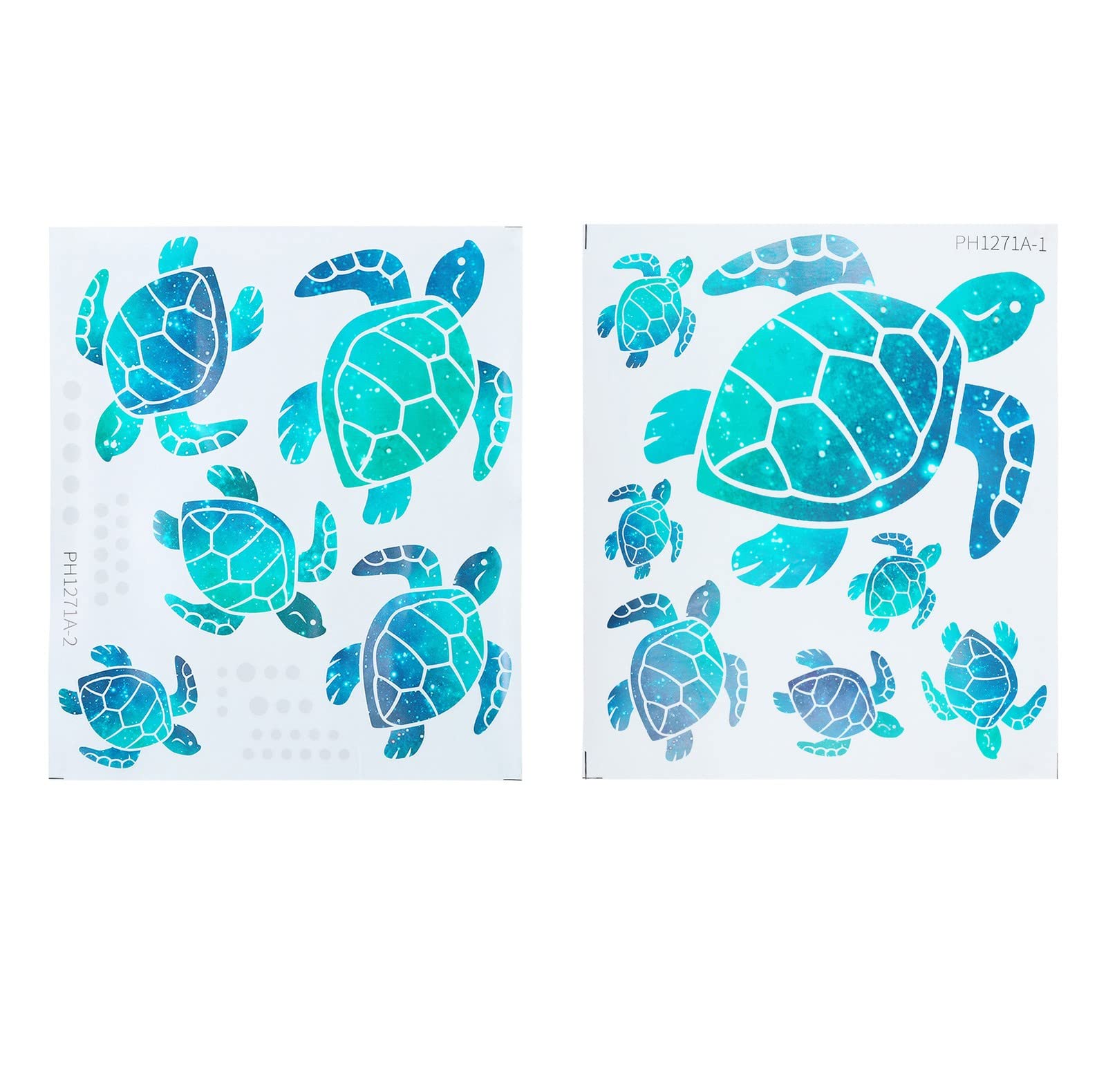 Waterproof Turtle Wall Stickers - 12-Piece Underwater Turtle Decals for Bathroom, Living Room, Office & Ceiling Decor | Glow in The Dark Vinyl Home Decoration for Kids & Adults