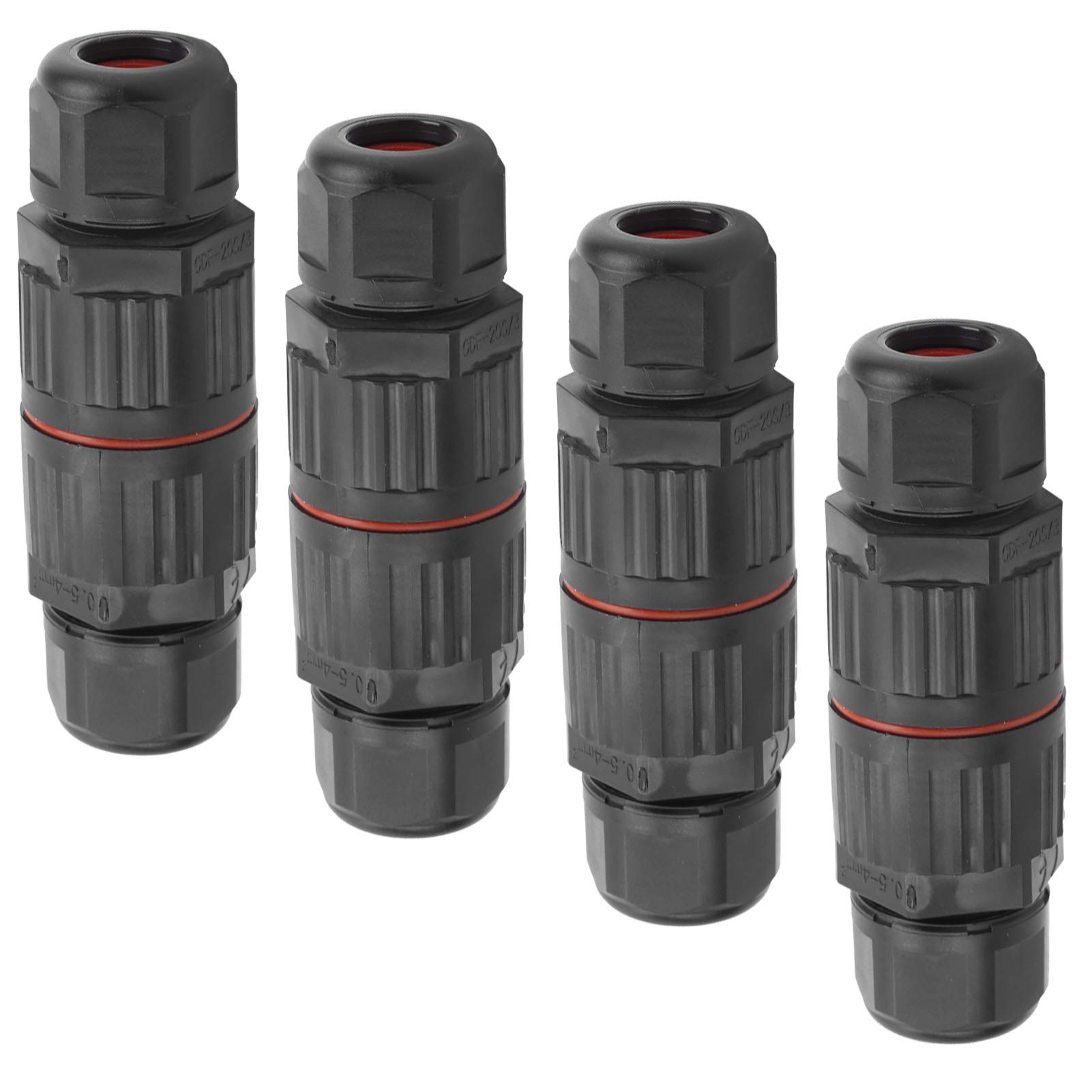 EVTSCAN 4Pcs 3Pin Waterproof Electrical Connectors - 1 In 1 Out IP68 Rated for Outdoor LED Lights, Street Lamps & Garden Lighting - Weatherproof Wiring Solution for Landscape, Patio & Pathway Illumination