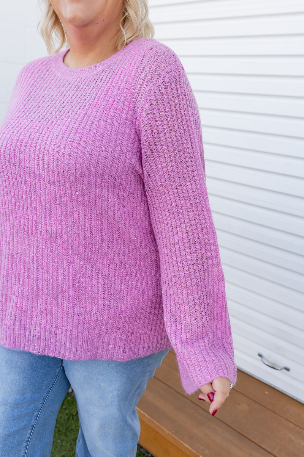 Regina Knit in Sherbet Sparkle - Women's Fashion Knitwear for Casual & Party Wear | Soft & Glittery Sweater for Date Nights & Holiday Outfits