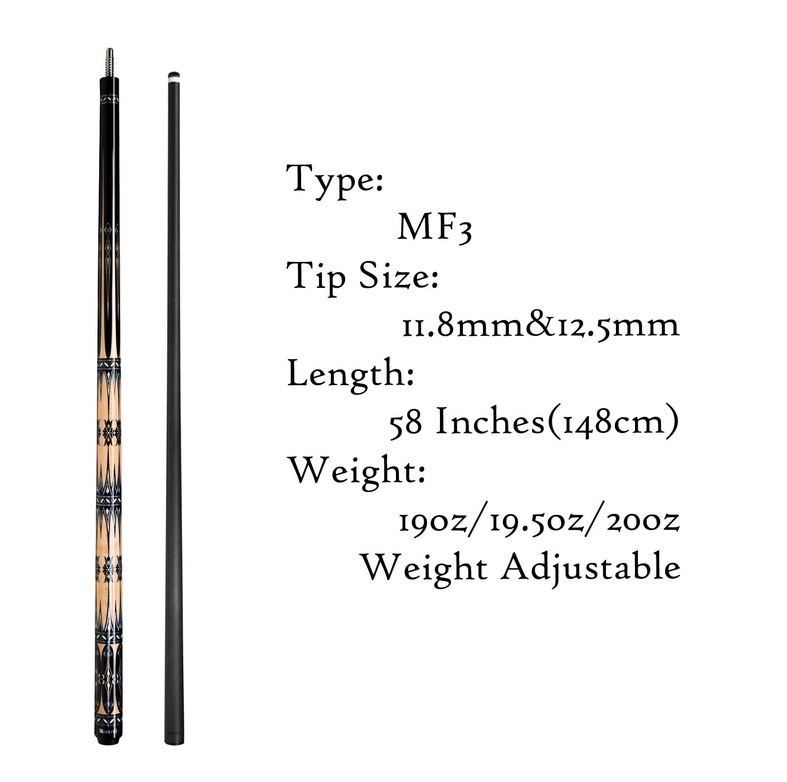 Premium Carbon Fiber Pool Cue - 11.8mm & 12.5mm Low Deflection Professional Billiard Stick with Protective Case | Ideal for Tournament Play & Home Game Rooms