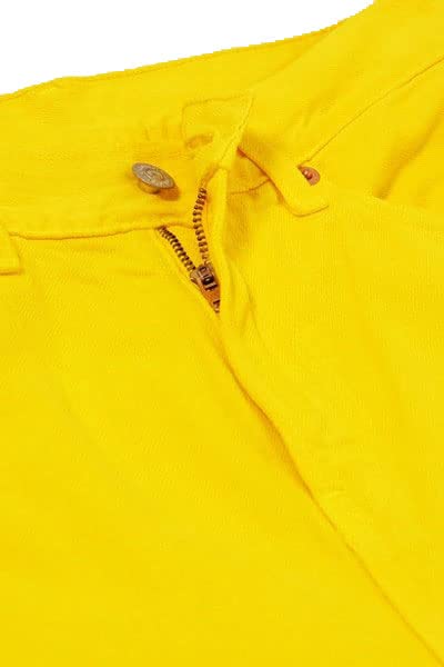Women's High Rise Cropped Yellow Jeans with Pierce Details - Perfect for Casual Outfits, Street Style & Everyday Wear
