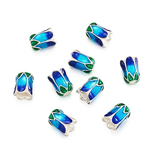 Flower-0.31x0.47 Inch-DeepSkyBlue- Silver Plated