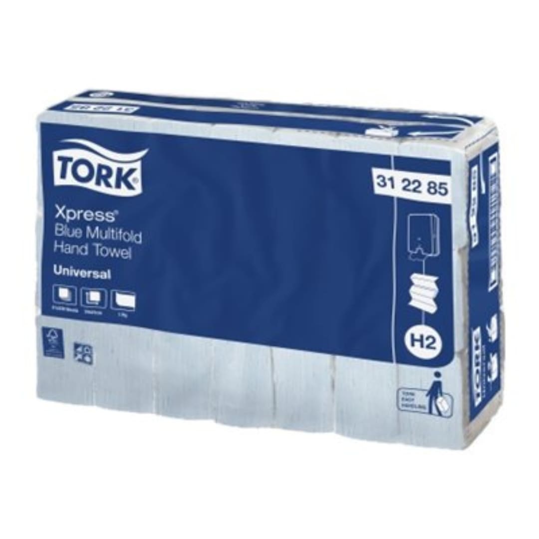 Tork Xpress Multifold Hand Towels - 1 Ply, 230 Sheets per Pack, Blue (Carton of 21 Packs) | Universal Slimline Design for Restrooms, Kitchens & Offices | H2 312285