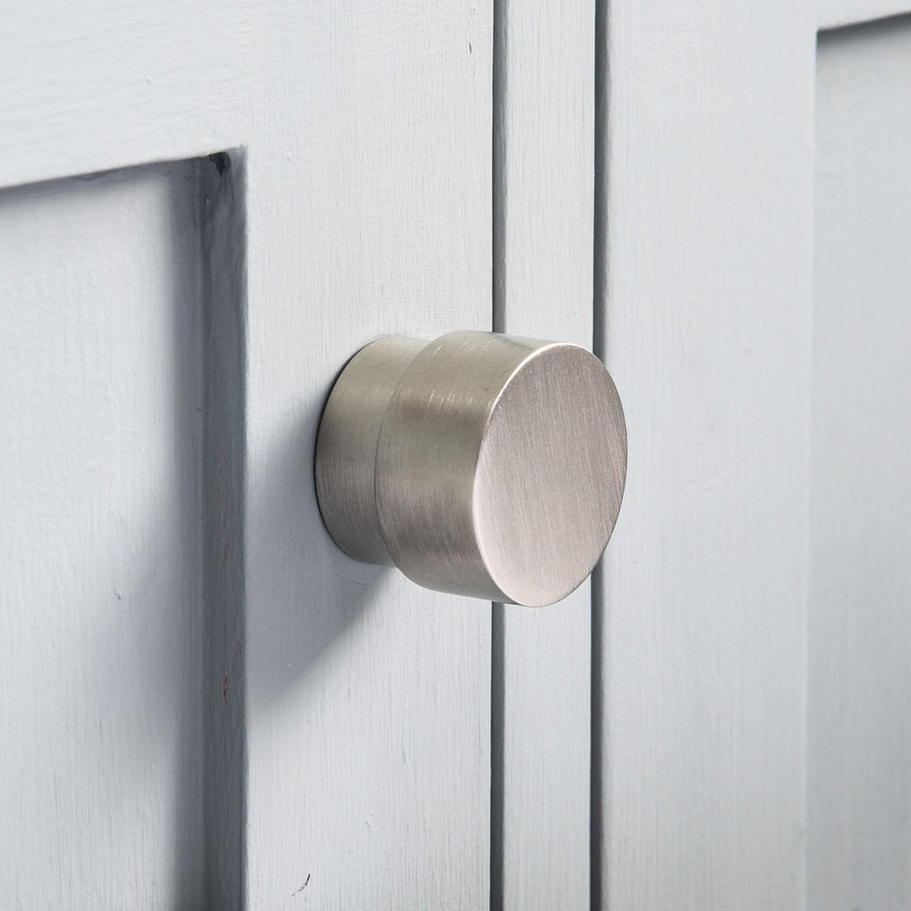 Satin Nickel Cabinet Knobs - 10 Pack, 1-1/4 Inch Round Drawer Pulls for Dresser, Kitchen & Bathroom - Modern Hardware for Furniture & Home Decor