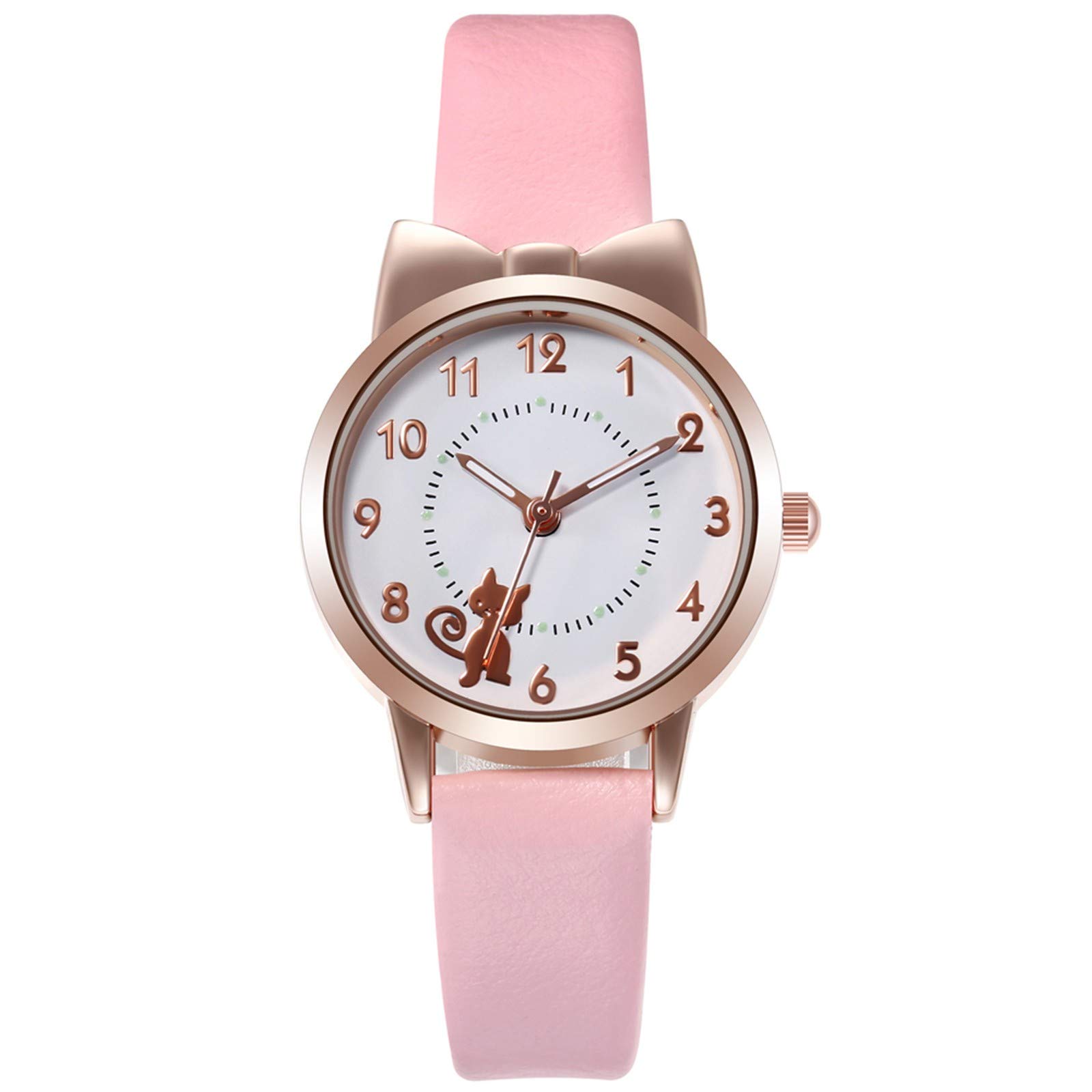 Elegant Pink Leather Strap Analog Quartz Watch for Women - Classic Casual & Business Timepiece - Water Resistant & Date Display - Perfect for Office, Daily Wear, Date Night & Special Occasions