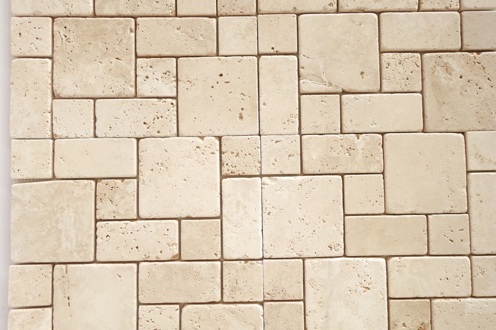 Premium Ivory Travertine 3-Piece Mini Mosaic Tile Set - Tumbled Natural Stone - 15 Sheets (10 sq. ft) - Perfect for Bathroom Backsplash, Kitchen Wall, and Shower Flooring