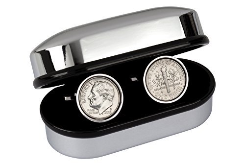 1976 US Mint Coin Cufflinks - Rhodium Plated Genuine Coin Birthday Gift for Men (Ideal for Weddings, Anniversaries & Formal Events)