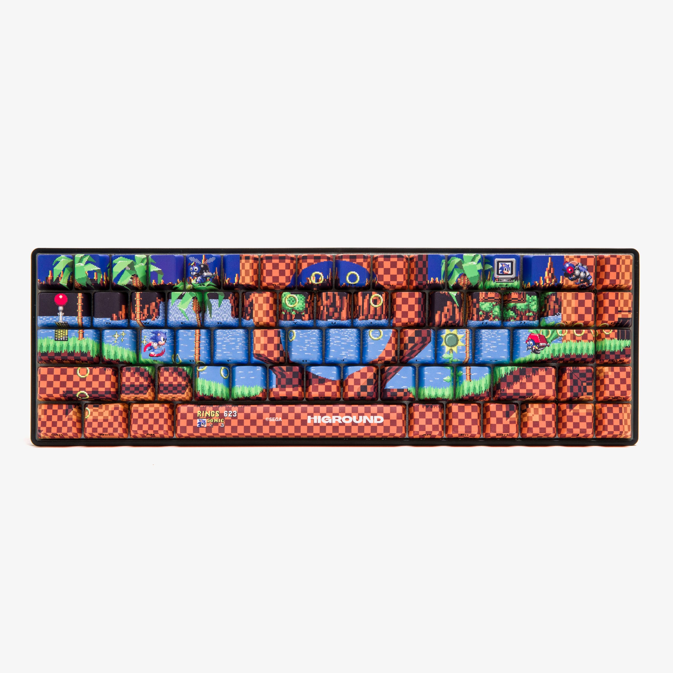 Sonic x Higround Green Hill Zone 68-Key Mechanical Keyboard Keycap Set for 65% Size - Perfect for Gaming & Typing Enthusiasts