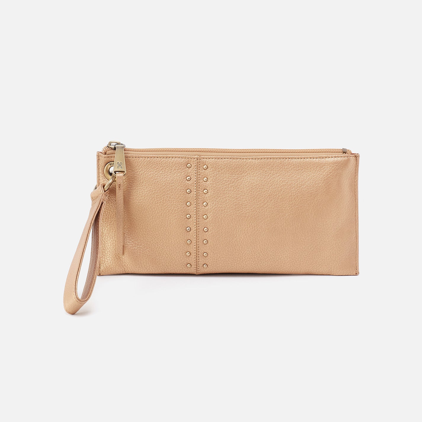 Vida Wristlet in Pebbled Metallic Leather - Dusty Gold Crossbody Wallet for Women | Perfect for Parties, Shopping & Everyday Use