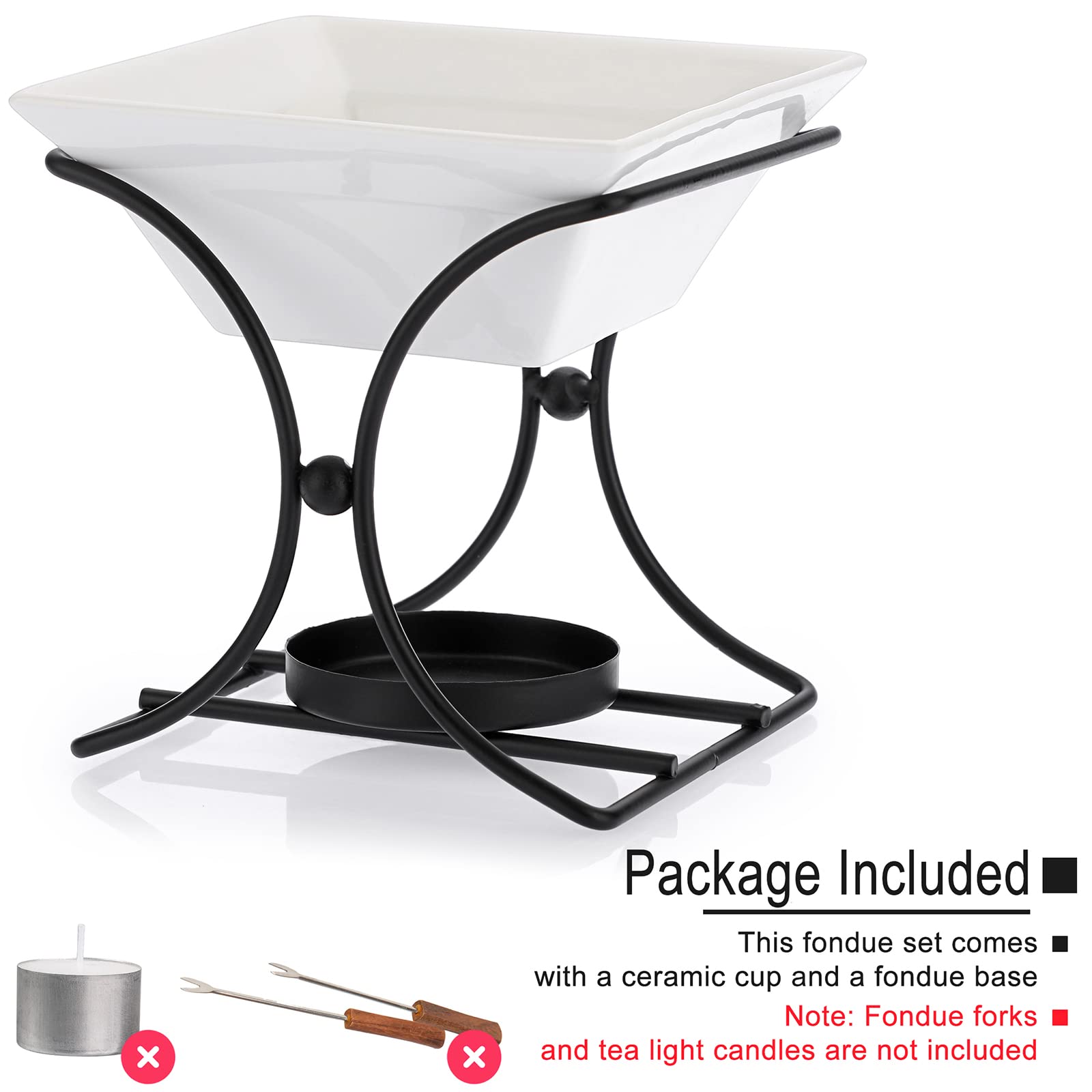 Premium Ceramic Butter Warmer Set - 3-Piece Fondue Pot Melting Kit for Cheese, Chocolate, Butter & Caramel - Perfect for Romantic Dinners, Parties & Family Gatherings