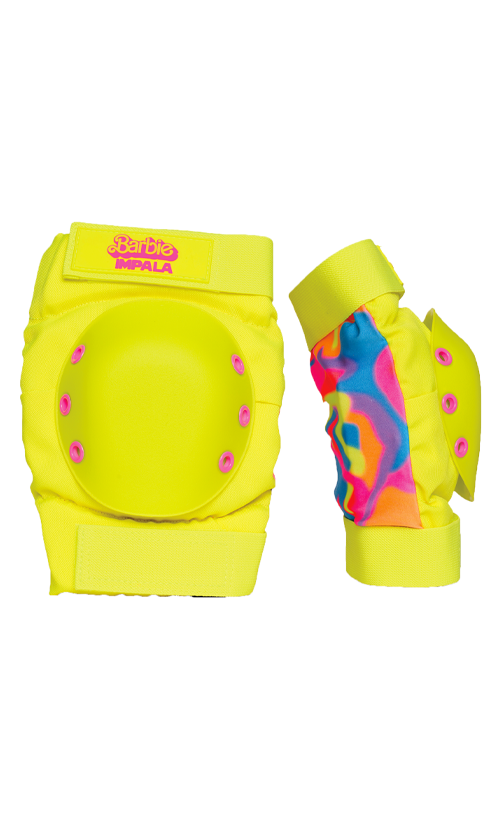Impala Youth Barbie Protective Pad Set - Bright Yellow Knee & Elbow Pads for Girls - Perfect for Skateboarding, Roller Skating & Outdoor Play