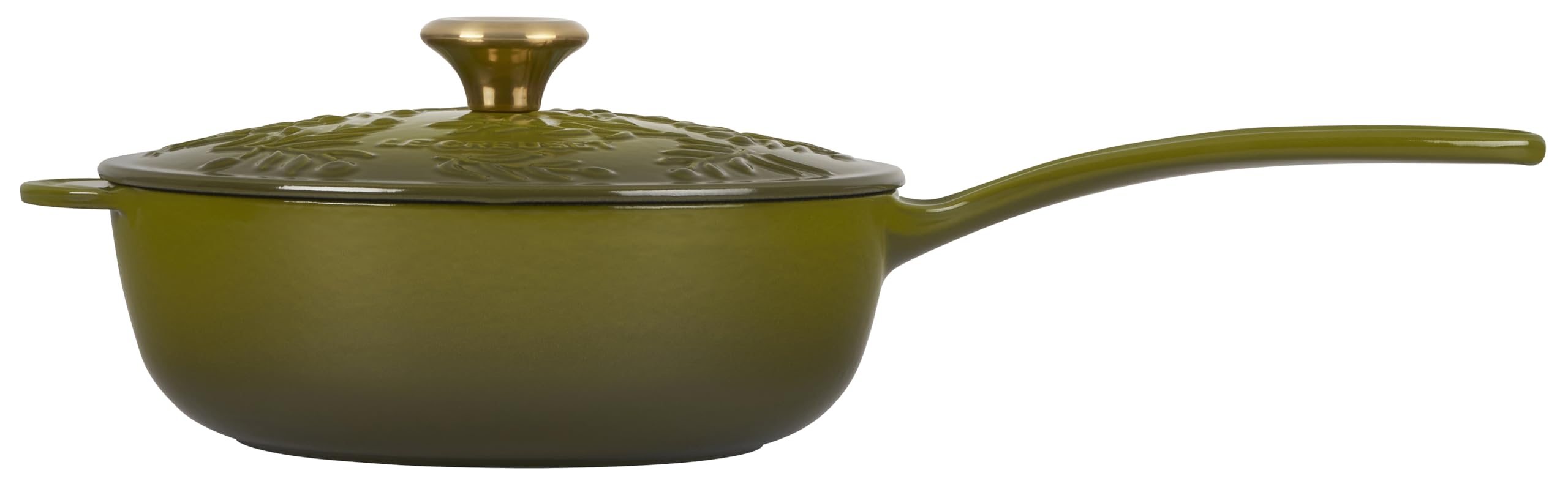 Le Creuset Olive Branch 2.25 Qt Cast Iron Round Saucier Pan - Traditional French Oven for Braising, Simmering & Serving - Perfect for Home Cooking & Gourmet Recipes
