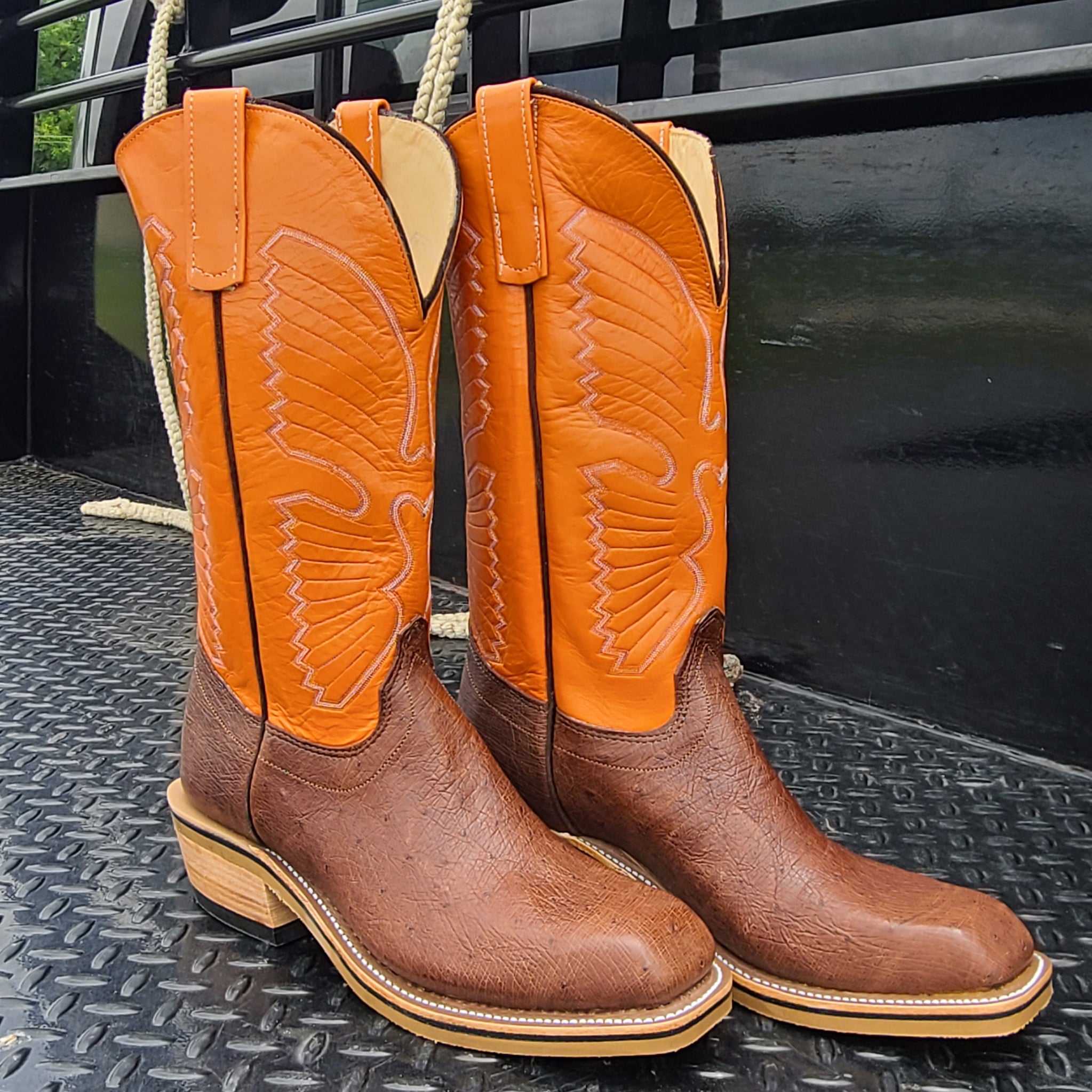 Anderson Bean Men's Olathe Smooth Ostrich Cowboy Boots - Genuine Exotic Leather Western Boots for Men - Perfect for Rodeo, Country Dancing & Casual Wear