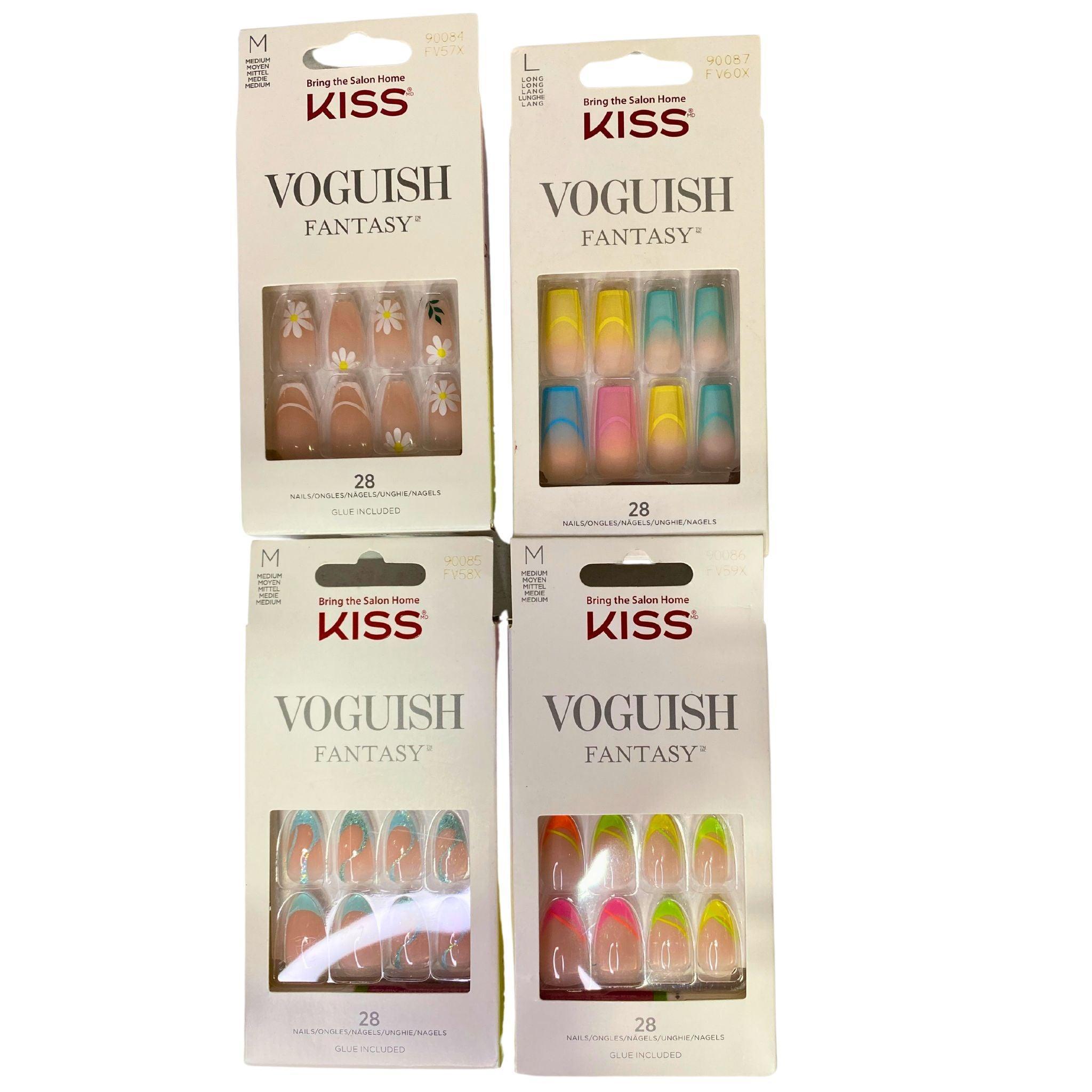 Kiss Voguish Fantasy Press On Nails with Glue - 100 Pcs Set | Long Lasting Fake Nails for Women | Perfect for Parties, Weddings & Special Occasions