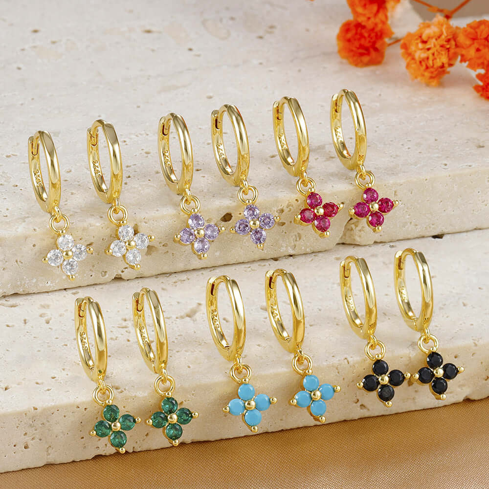 Small Flower Everyday Clip On Hoop Earrings for Women | LN0209 | Perfect for Casual Wear, Office & Special Occasions