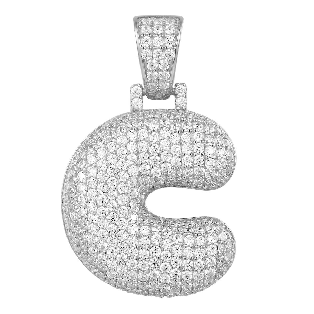 925 Sterling Silver Bubble Letter CZ Pendant Necklace - Elegant Cubic Zirconia Jewelry for Women - Perfect for Gifts, Parties & Everyday Wear