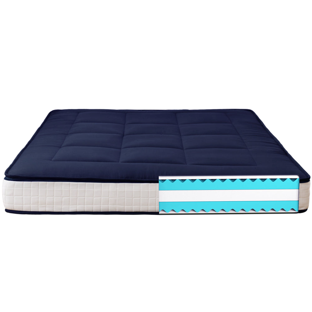MAXYOYO Japanese Floor Futon Mattress - Thick Padded & Portable Navy Blue Floor Bed for Guest Room, Dorm, Camping & Travel