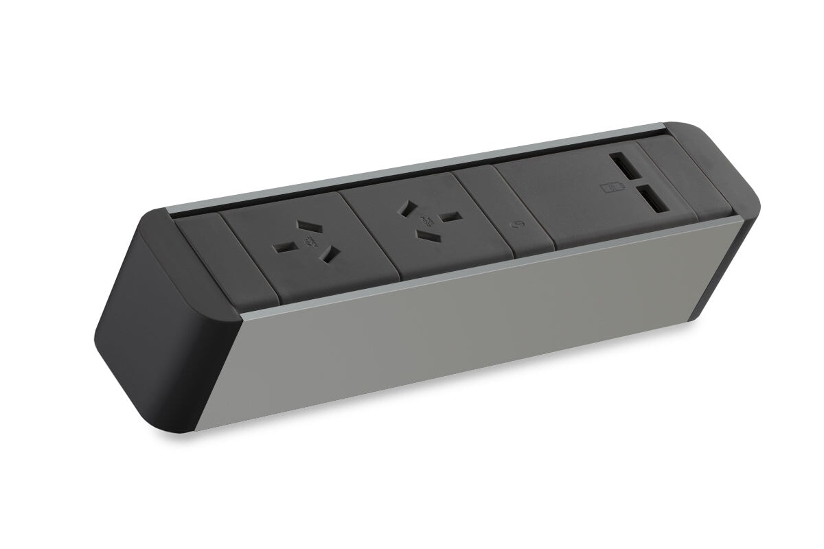 CMS Zeus II Rail Above Desk Power Strip with USB Ports - Black | Surge Protector for Home Office, Gaming Setup & Workspace Organization