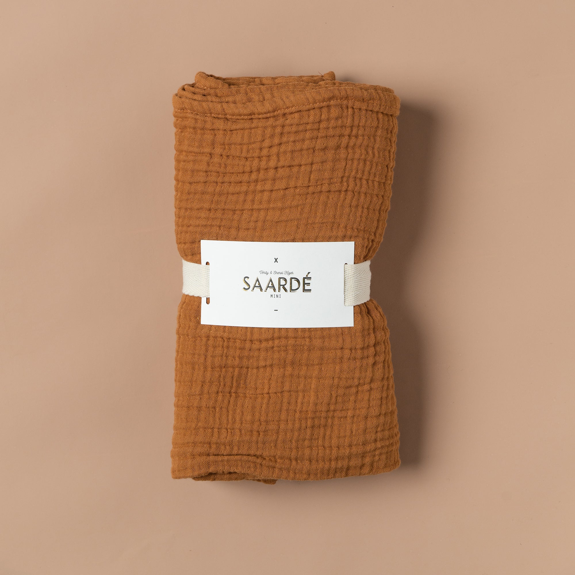 Enes Crinkle Baby Blanket - Soft Sensory Toy & Swaddle Blanket for Newborns & Toddlers - Terracotta Color - Perfect for Playtime, Tummy Time & Nursery Decor