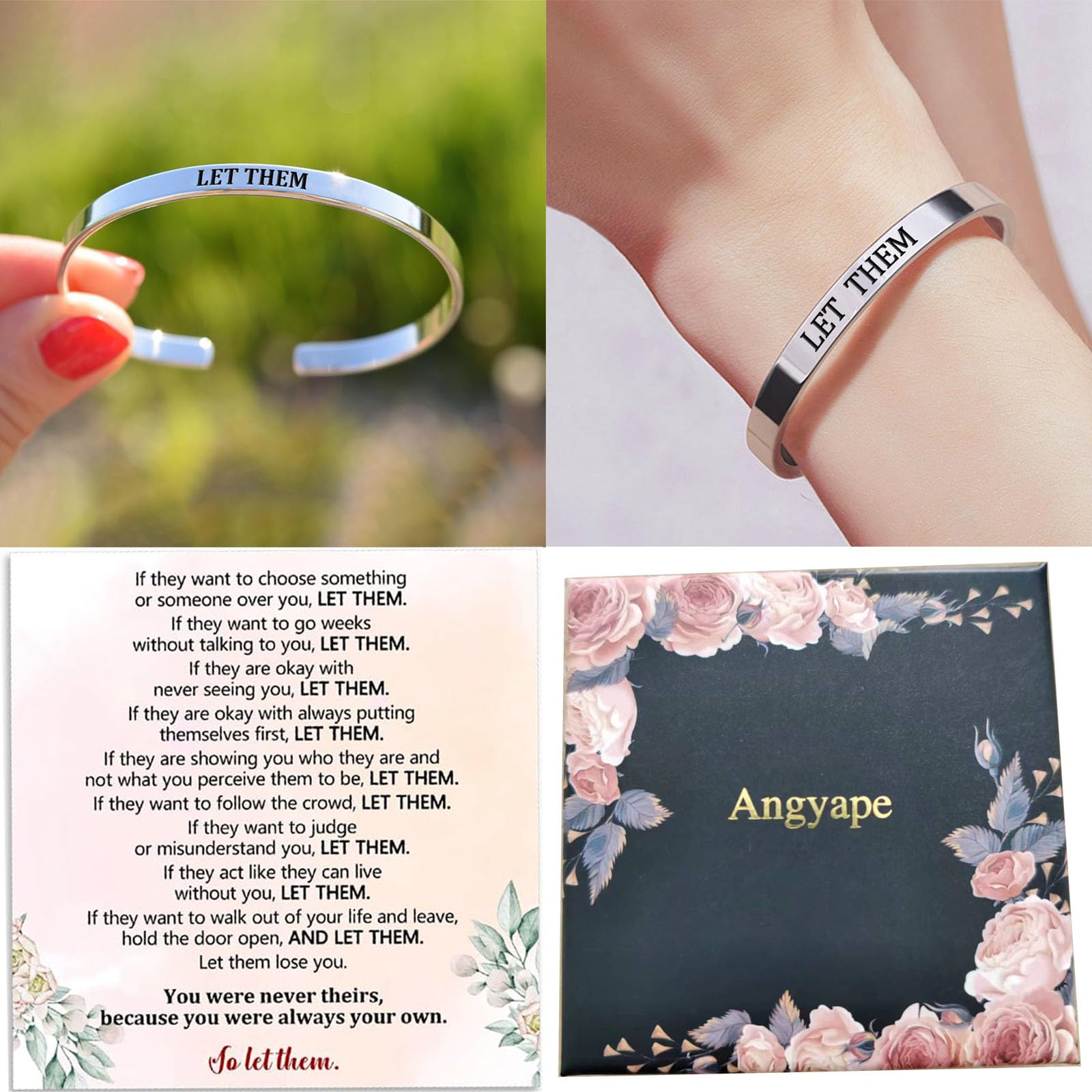 Empowering Let Them Cuff Bracelet - Motivational Self Worth Stainless Steel Adjustable Bangle with Inspirational Engraving | Perfect Friendship Jewelry Gift for Women, Sorority Sisters & Best Friends | Ideal for Daily Wear, Special Occasions & Meaningful Gifts