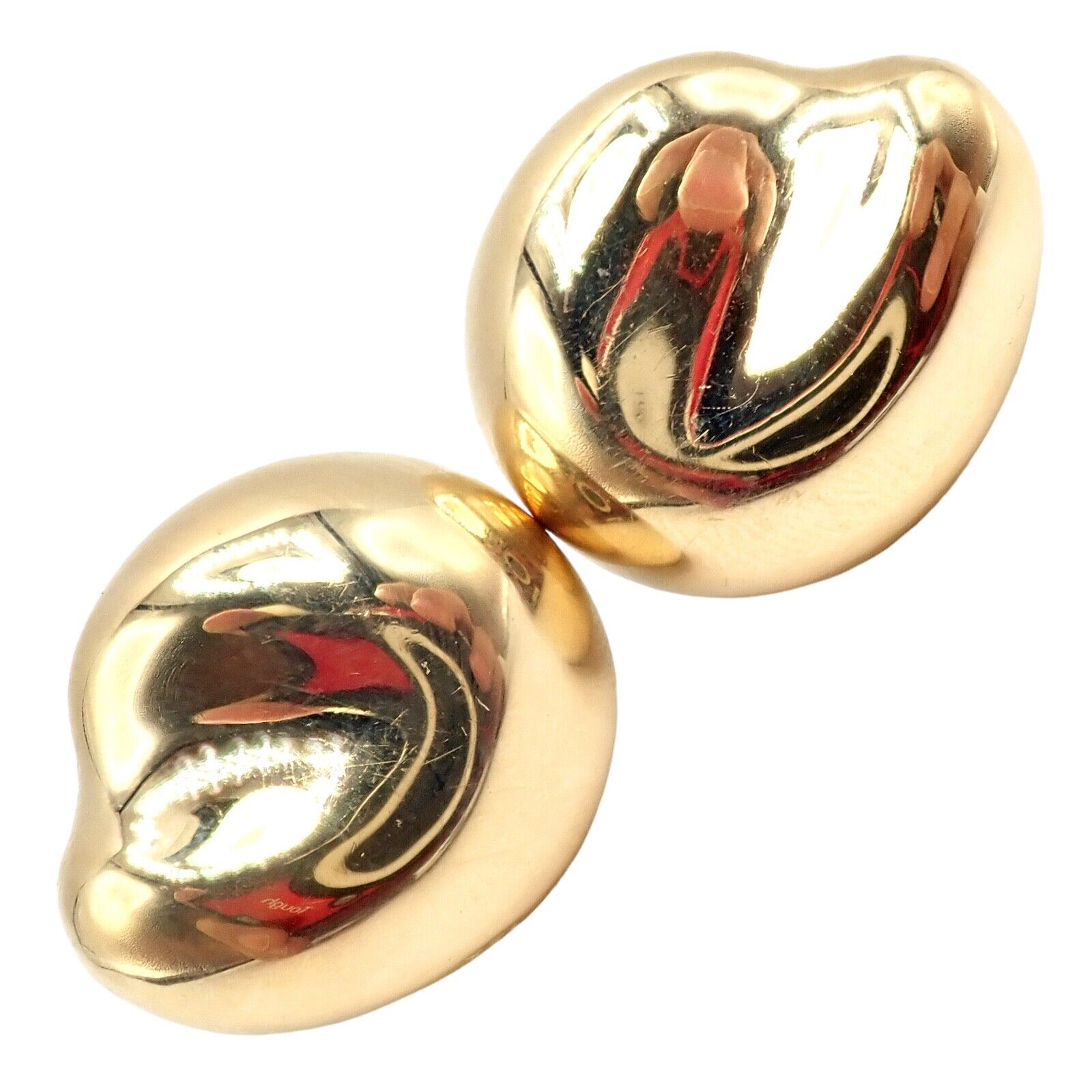 Authentic Tiffany & Co Peretti 18k Yellow Gold Extra Large Thumbprint Earrings - Luxury Gold Hoop Earrings for Women, Perfect for Weddings, Parties & Special Occasions