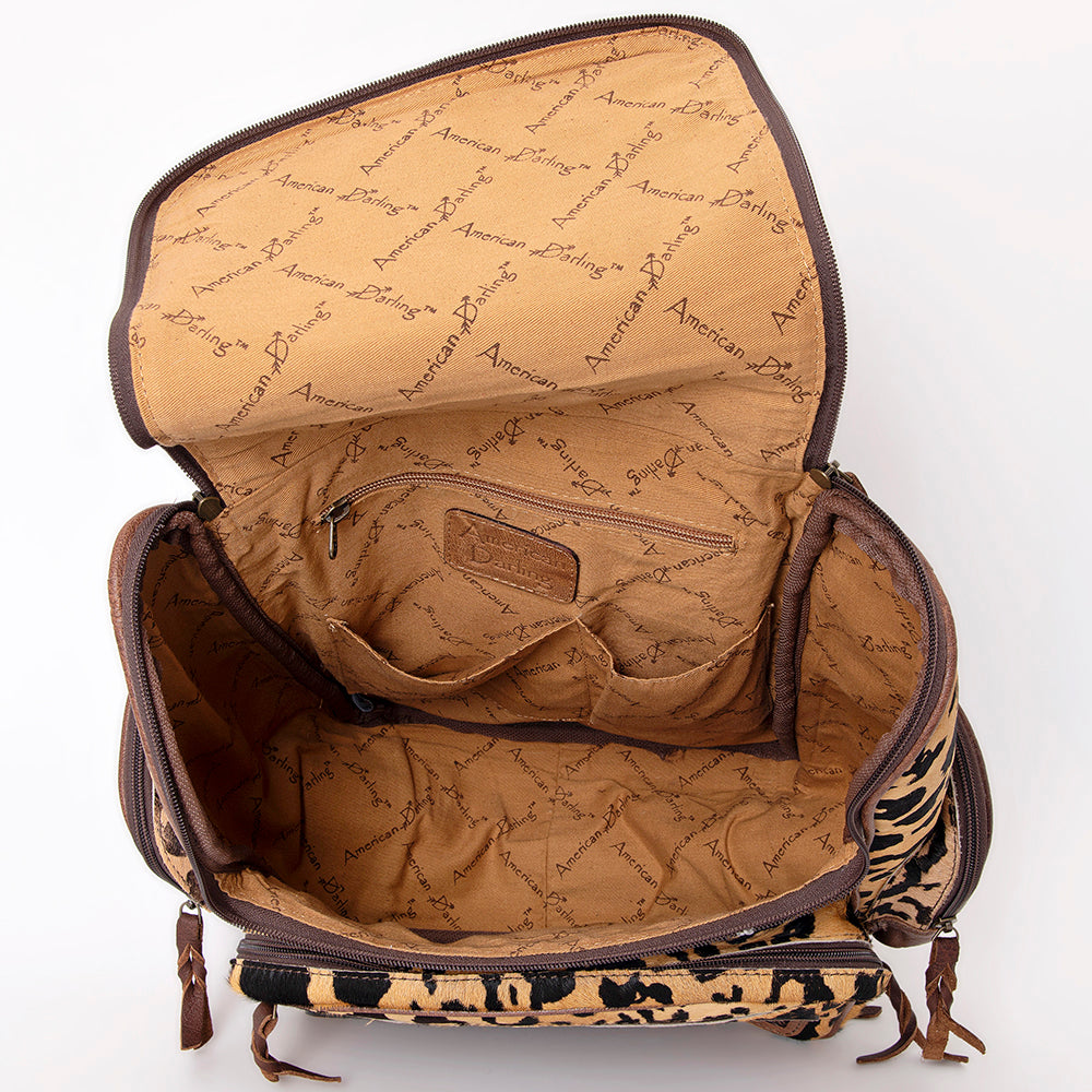 Genuine Leather Women's Western Handbag - American Darling Hand-Tooled Hair-On Cowhide Purse for Casual & Country Style Outfits
