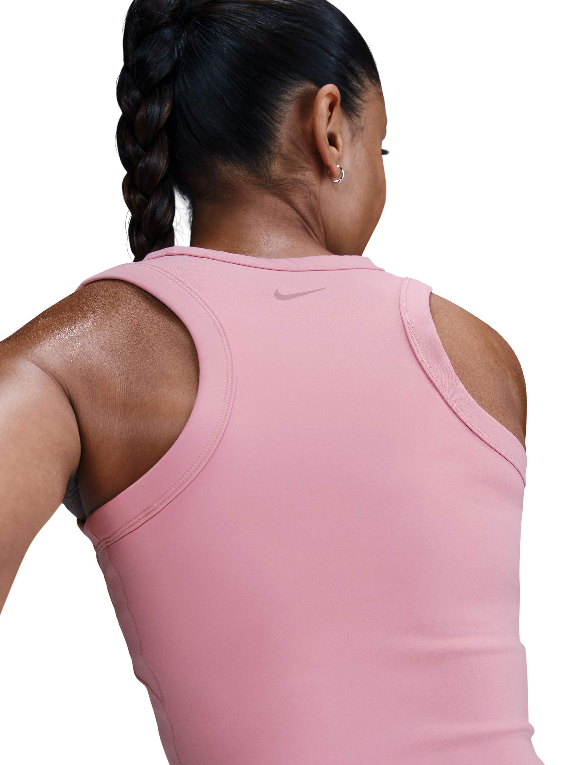 Nike Dri-FIT Cropped Fitted Tank Top for Women - Breathable, Moisture-Wicking Workout Shirt in Elemental Pink/Black | Yoga, Running, Gym & Casual Wear