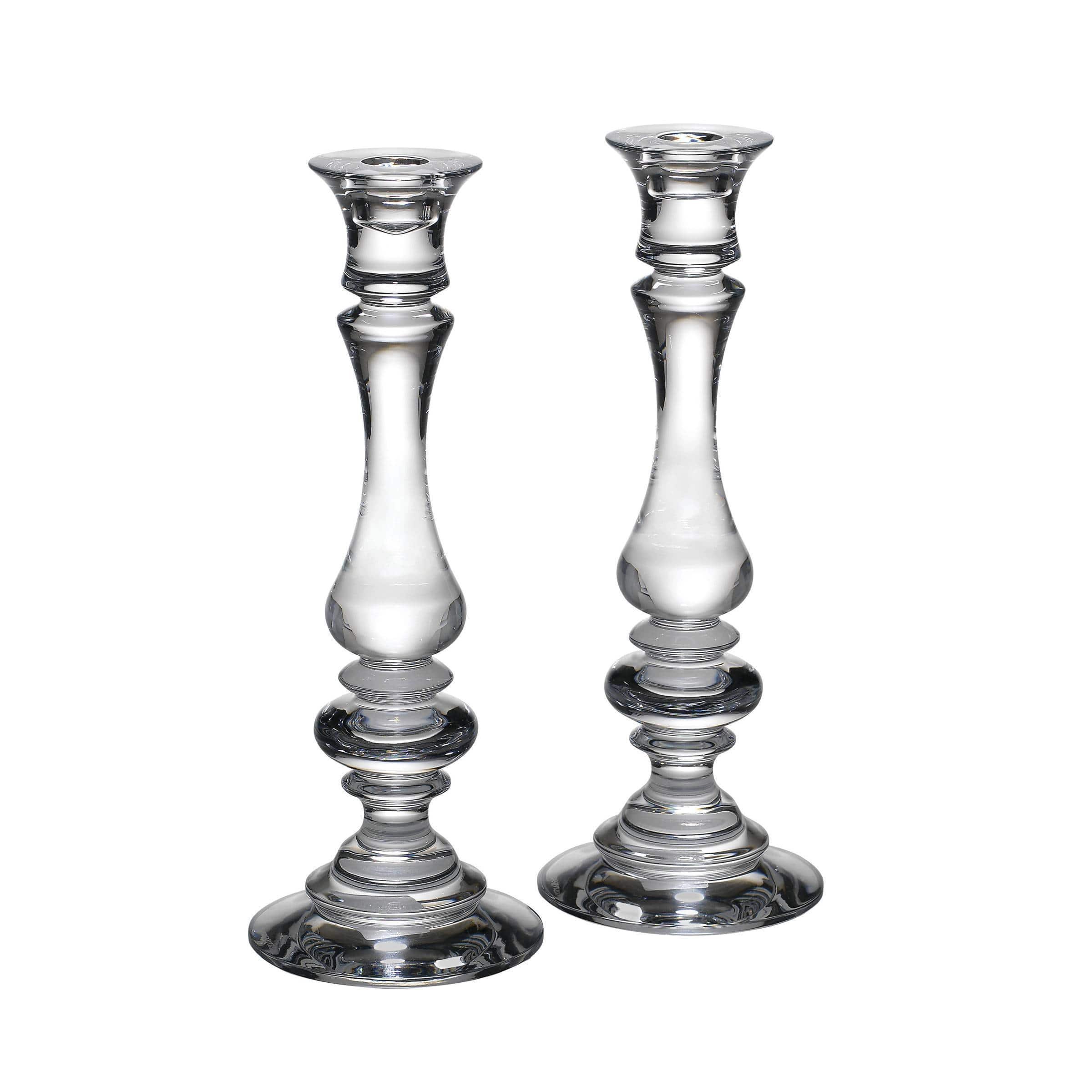Reed & Barton Weston Crystal 2-Piece 11-Inch Candlestick Set (5.5 LB) - Clear Elegant Candle Holders for Dining Table, Wedding Centerpiece & Home Decor