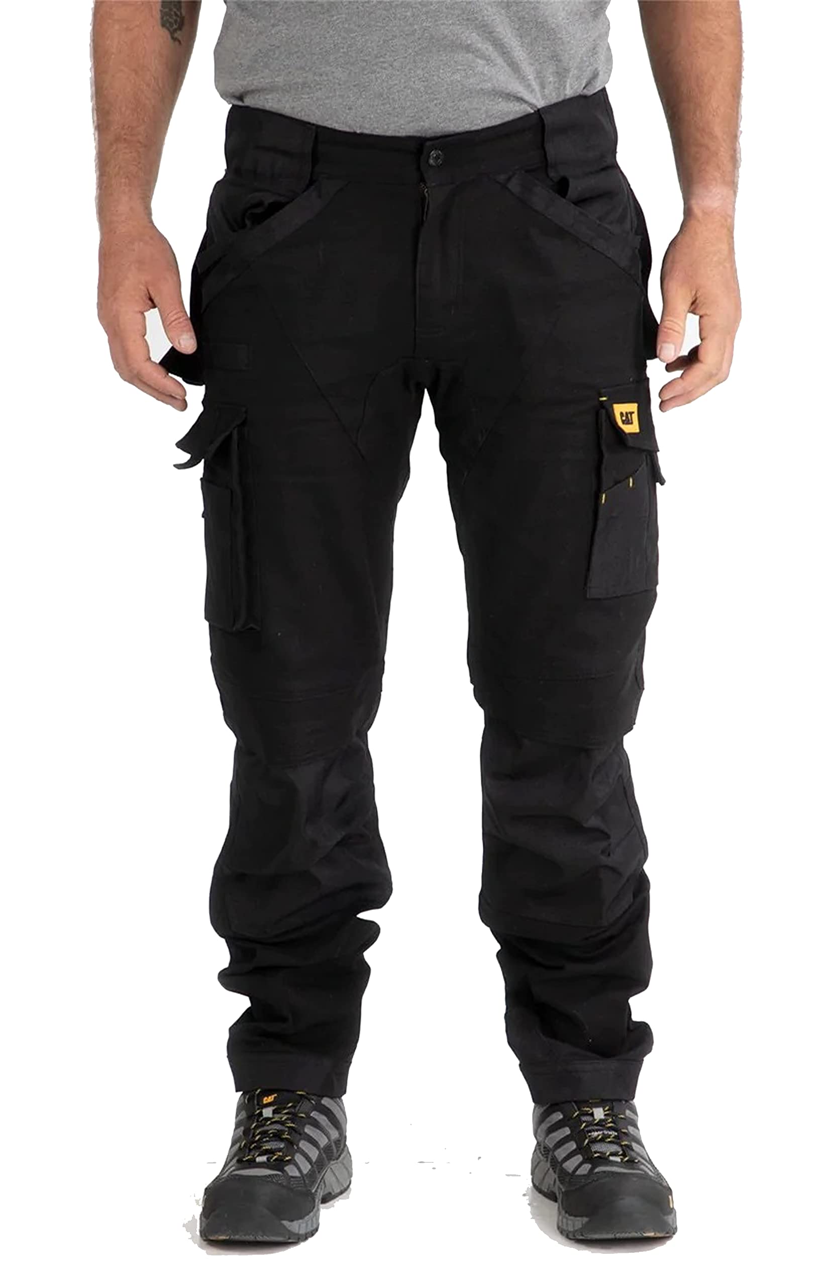 **Caterpillar Men's Advanced Stretch Work Pants with Articulated Knees, Cargo & Dual Tool Pockets – Durable & Comfortable for Construction, Landscaping & Outdoor Work**