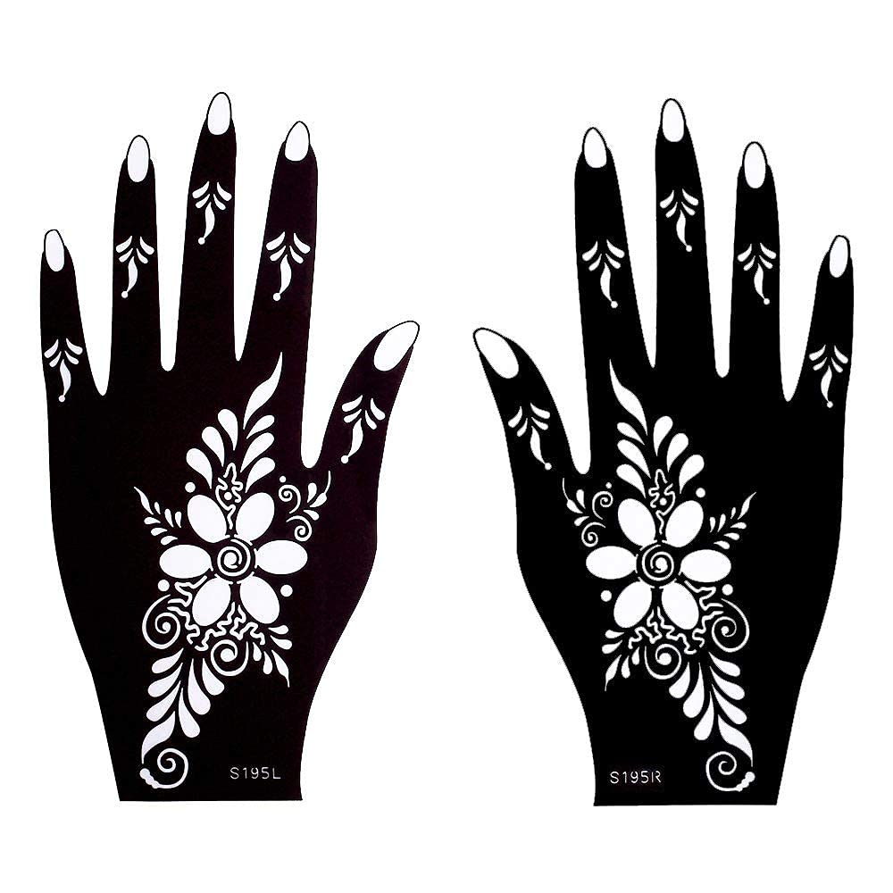 IVANA'S Henna Tattoo Stencil Kit - Temporary Body Art for Hands, Fingers, Face | Safe & Easy DIY Mehndi Designs for Women, Girls & Kids | Perfect for Weddings, Festivals & Parties (Design NIV-13, Black, Medium)