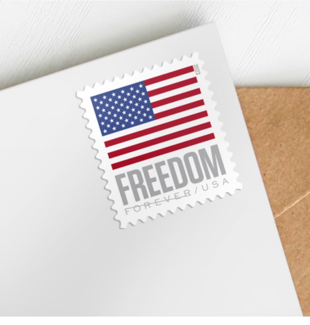 100 U.S. Flag Postage Stamps Roll - First Class Letter Stamps for Mailing, Postcards, Birthday & Wedding Invitations | Patriotic Forever Stamps for Everyday Postal Needs & Special Occasions