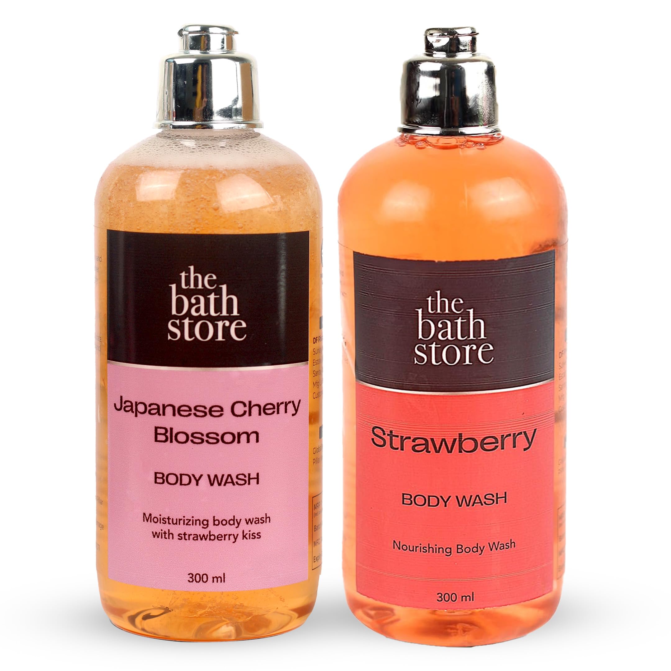 Moisturizing Body Wash for Dry & Oily Skin - Strawberry & Cherry Blossom Scented Shower Gel (Pack of 2 x 300ml) | Tan Removal | For Men & Women | Perfect for Daily Hydration & Post-Sun Care