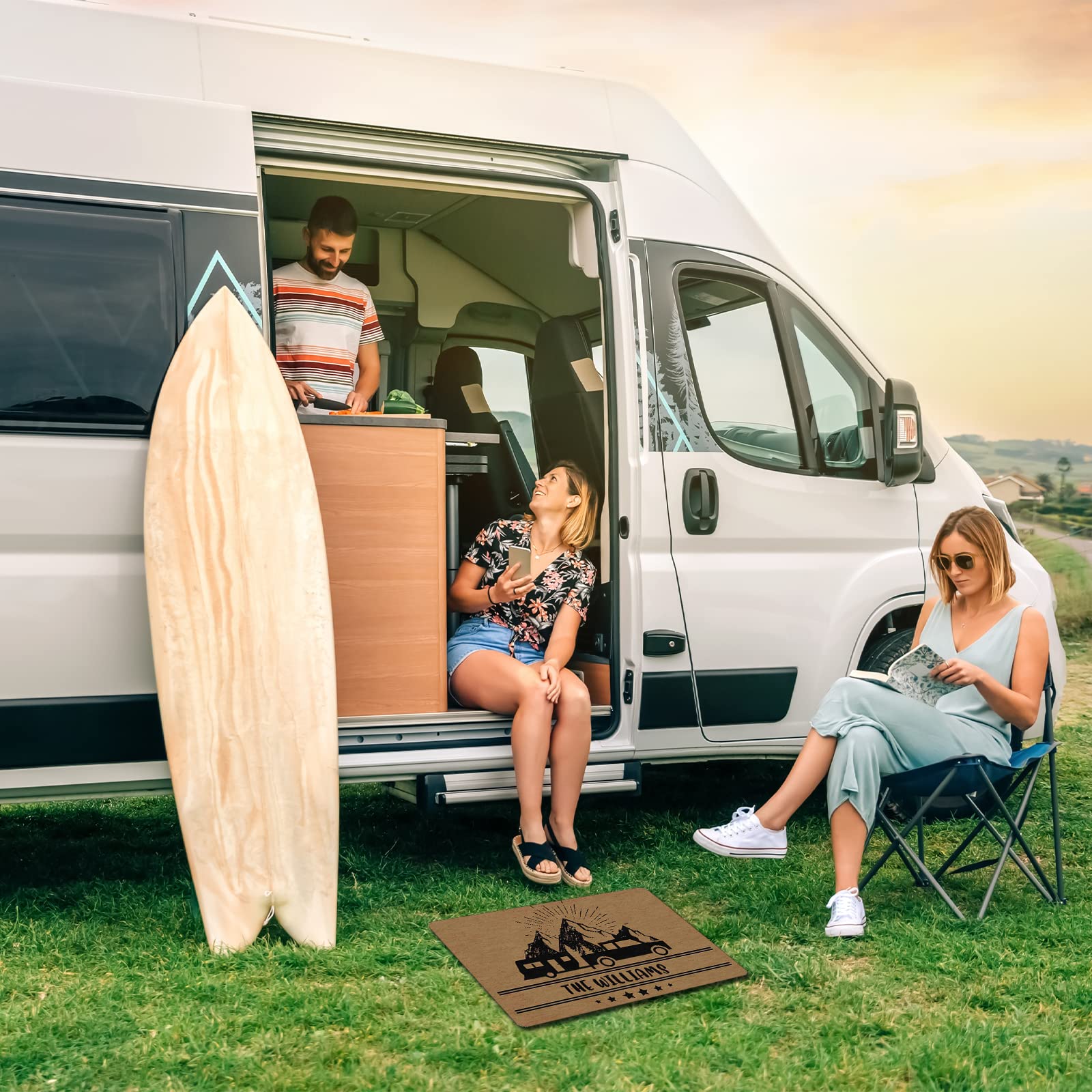 Custom Personalized Family Name Doormat - 30x18 Inch RV Camper Door Mat with Non-Slip Backing | Perfect for Camping, RV Travel & Home Entryway Decor
