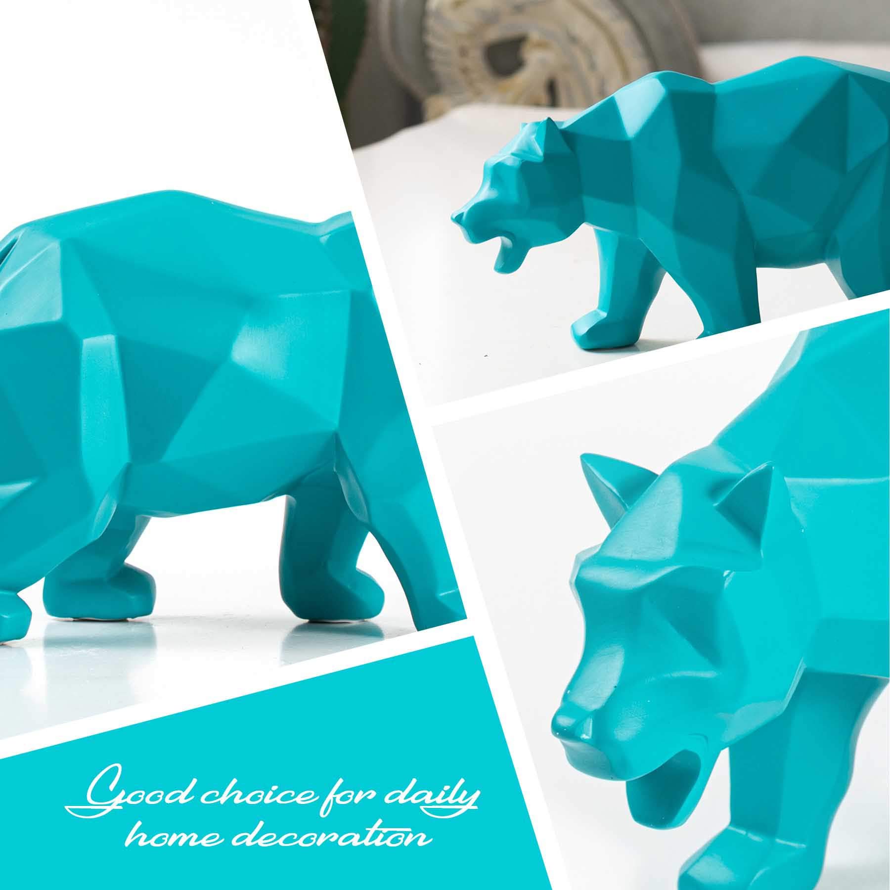 Blue Bear Statue - Modern Animal Sculpture for Home & Office Decor, Perfect for Living Room Table, Bedroom Shelf, Cabinet or Desktop Display | Unique Gift Idea for Animal Lovers & Interior Design Enthusiasts | Adds Elegant Touch to Any Space