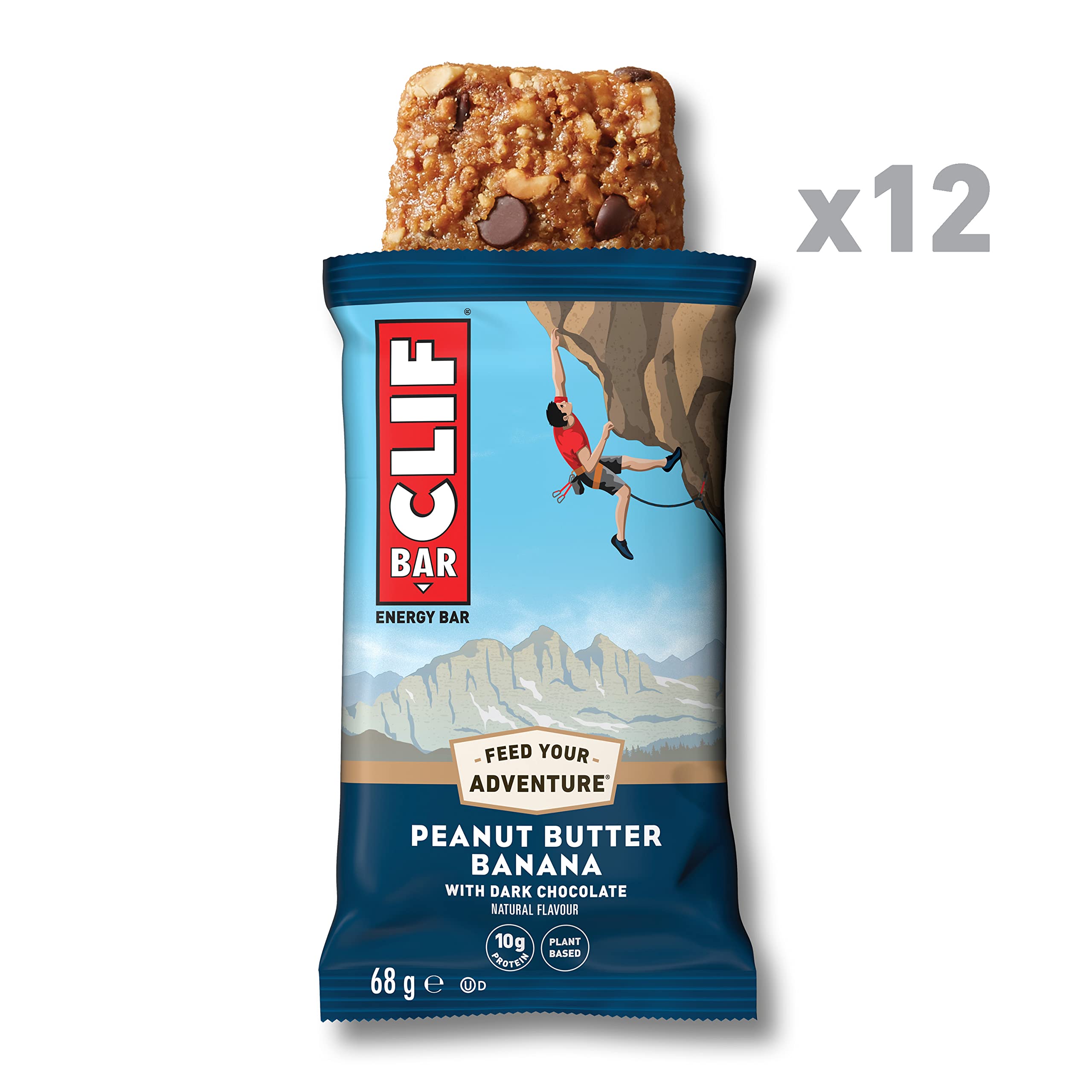 CLIF Bar Energy Bars - Peanut Butter Banana Flavor, 12 Pack (12 x 68g) | High Protein Snack for Hiking, Camping & Workout Fuel