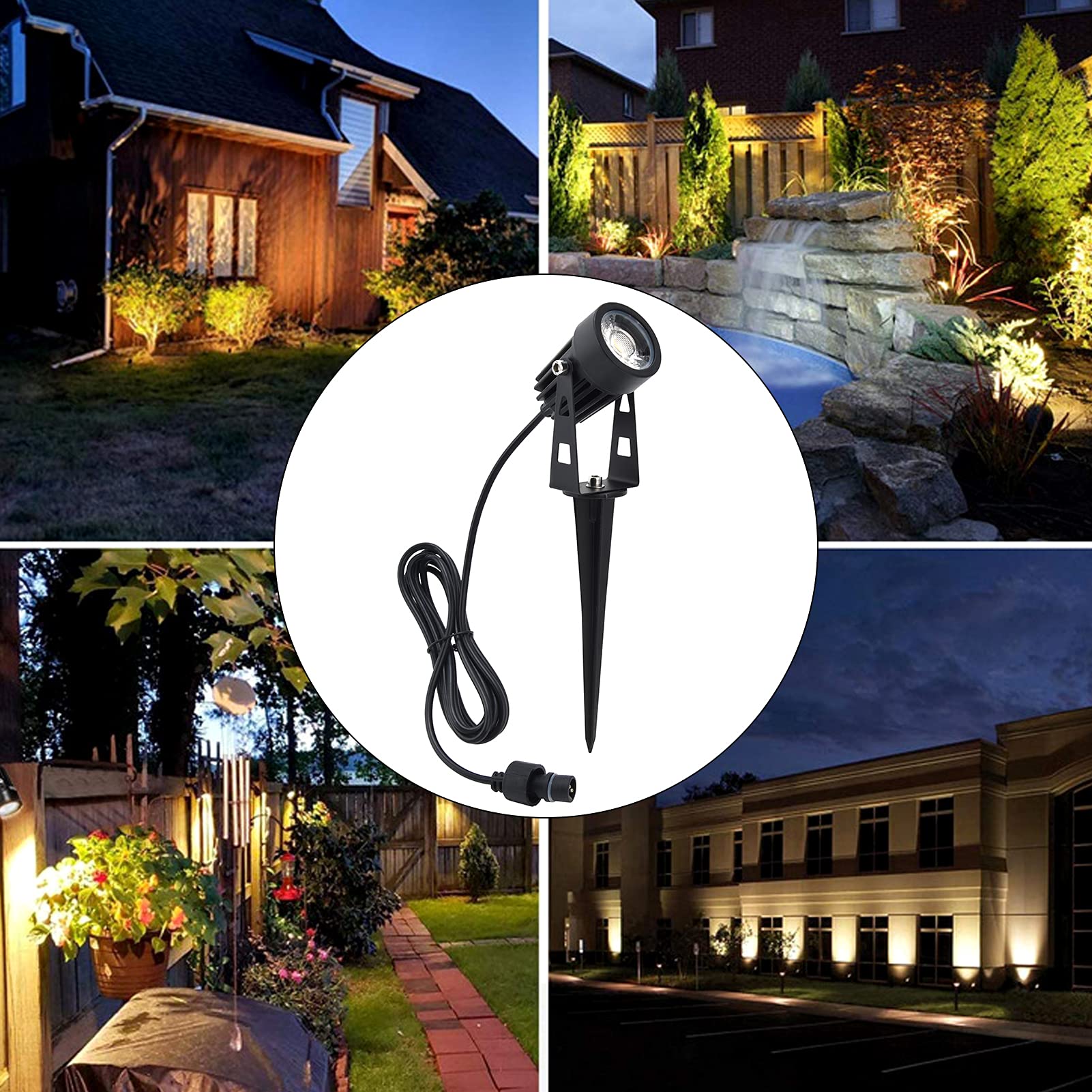 Hilitand 8Pcs LED Garden Lawn Lamp Warm White Outdoor Landscape Lighting for Courtyard, Villa Pathway - IP65 Waterproof, 110V US Plug - Perfect for Backyard, Garden, Walkway & Driveway Decoration